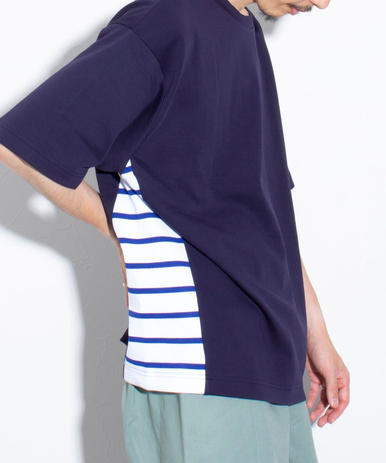 FREDY & GLOSTER(フレディ アンド グロスター) 【GLOSTER】サイドボーダーTシャツ 接触冷感 切り替え