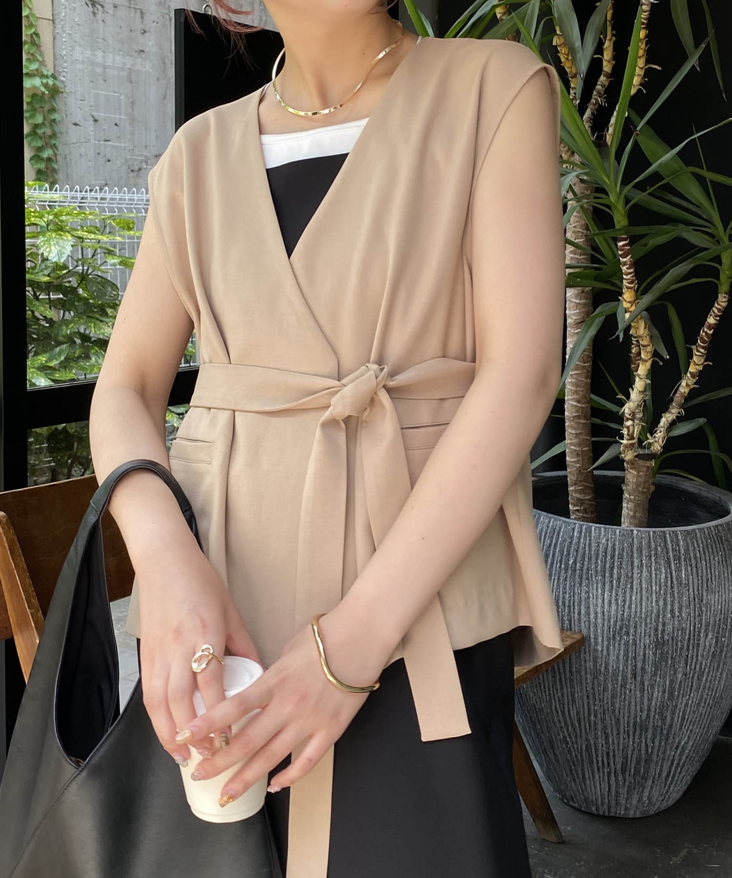 CAPRICIEUX LE'MAGE】ベルト付ミドルベスト | OUTLET