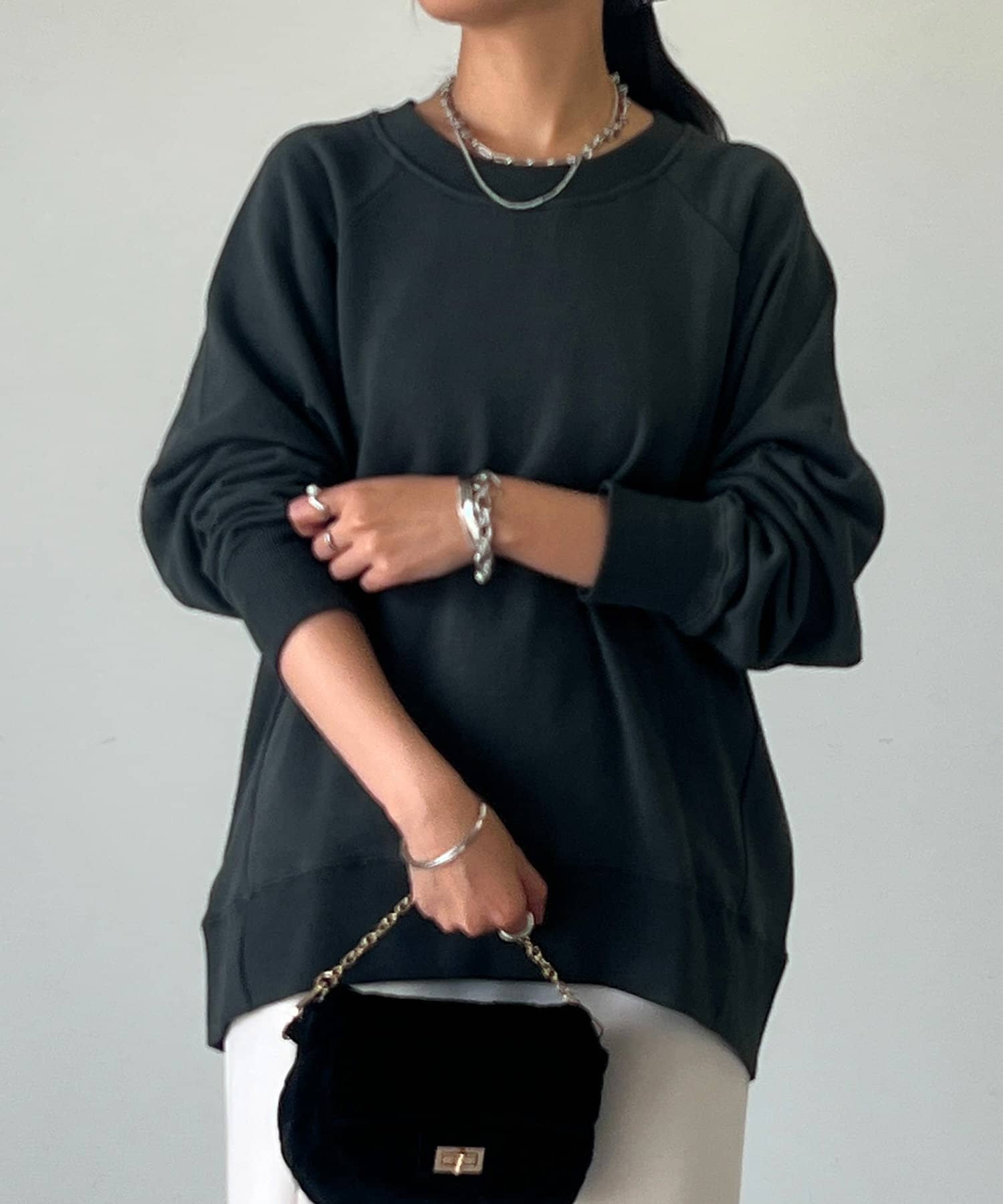 un dix cors(アンディコール) レースアップ裏毛プルオーバー