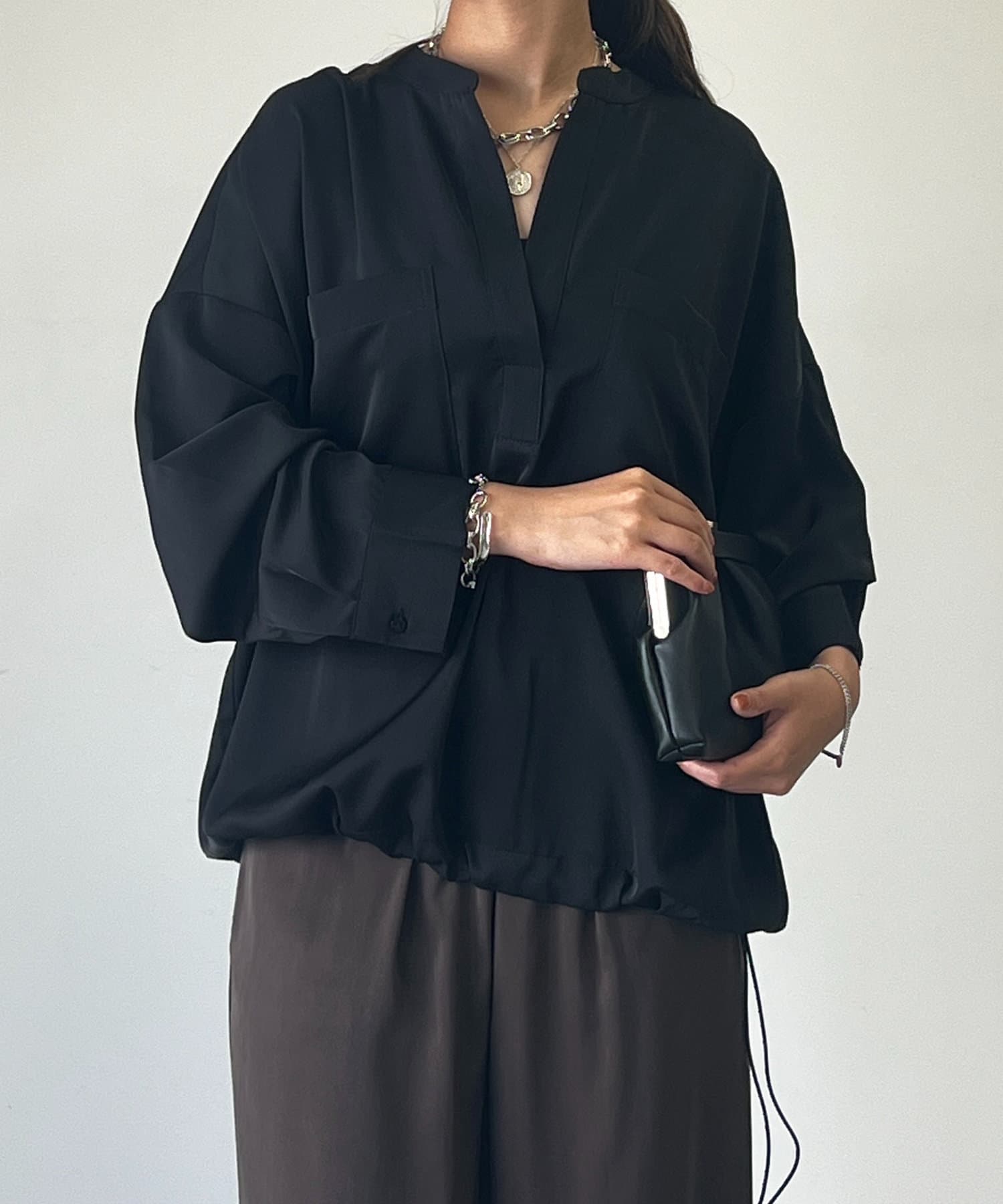 un dix cors(アンディコール) 裾ドロストスキッパーブラウス