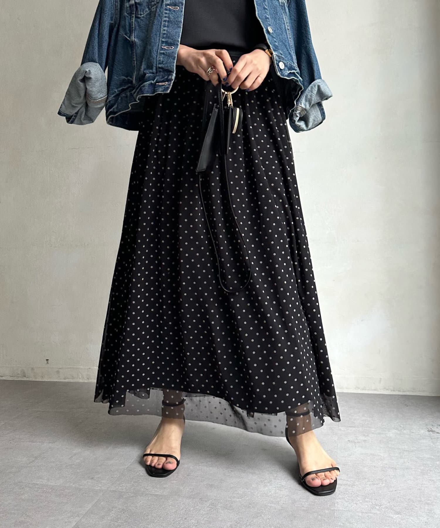 STAUD Poppy skirt ドットチュールスカート - ロングスカート