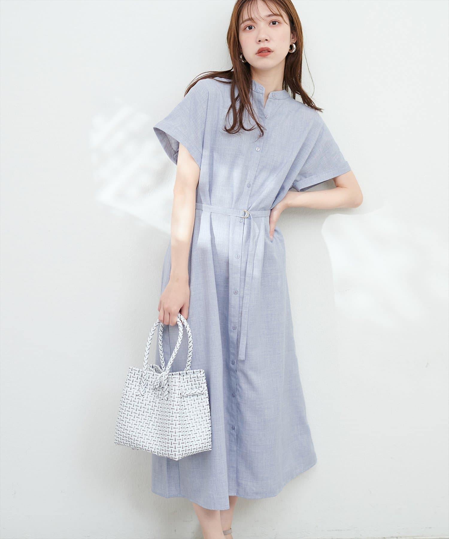 Dかんベルト付き涼しげシャツワンピース | natural couture