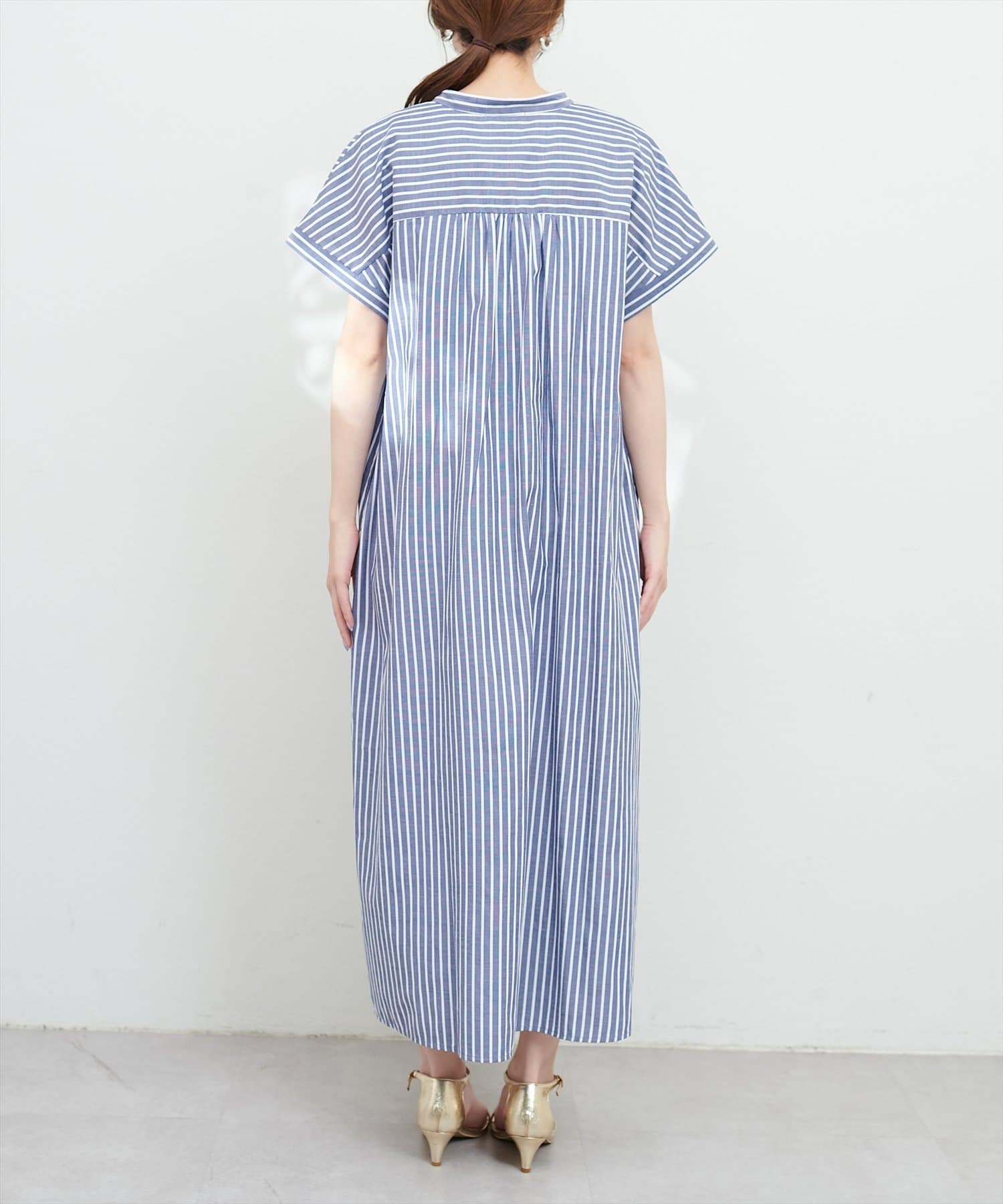 natural couture(ナチュラルクチュール) Dかんベルト付き涼しげシャツワンピース