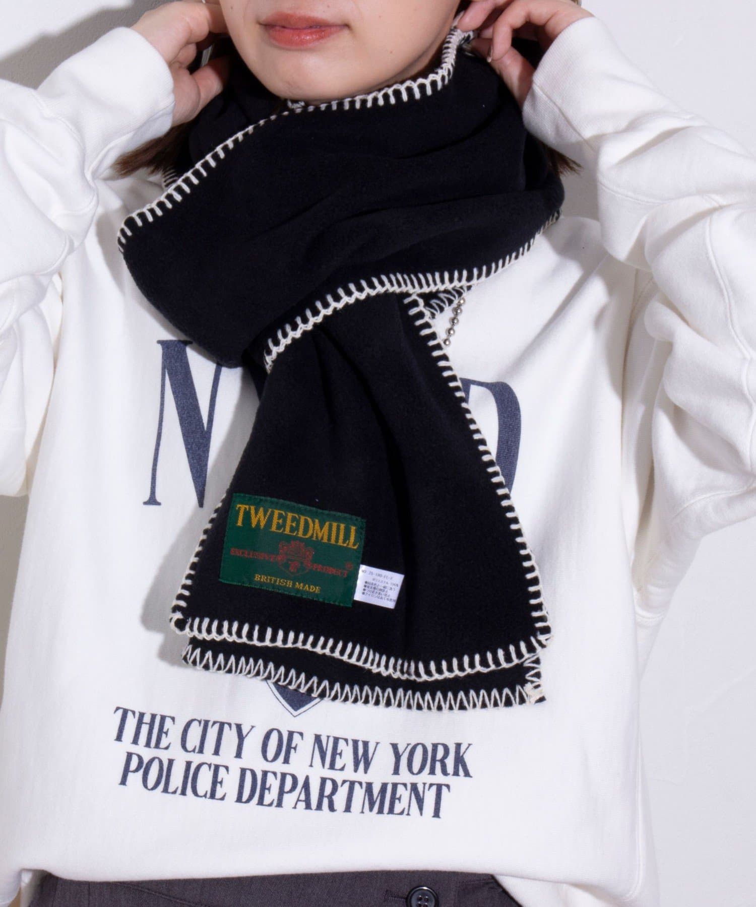 FREDY & GLOSTER(フレディ アンド グロスター) 【TWEED MILL】FLEECE SCARF Blanket Stitch