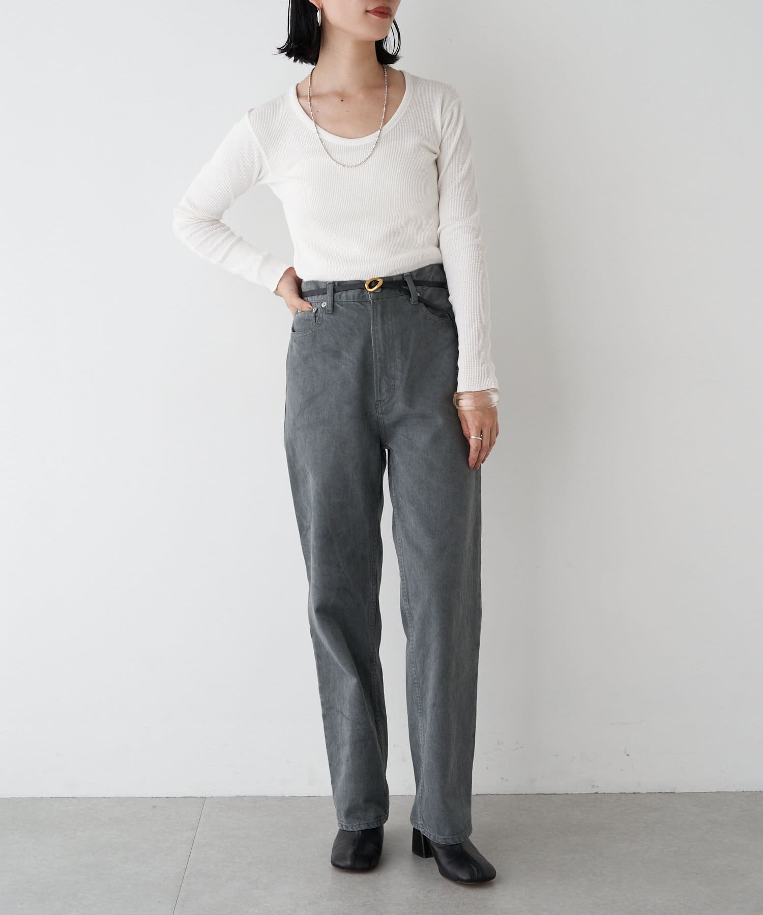 新品【ainode】newkurashikiストレートパンツ shenery