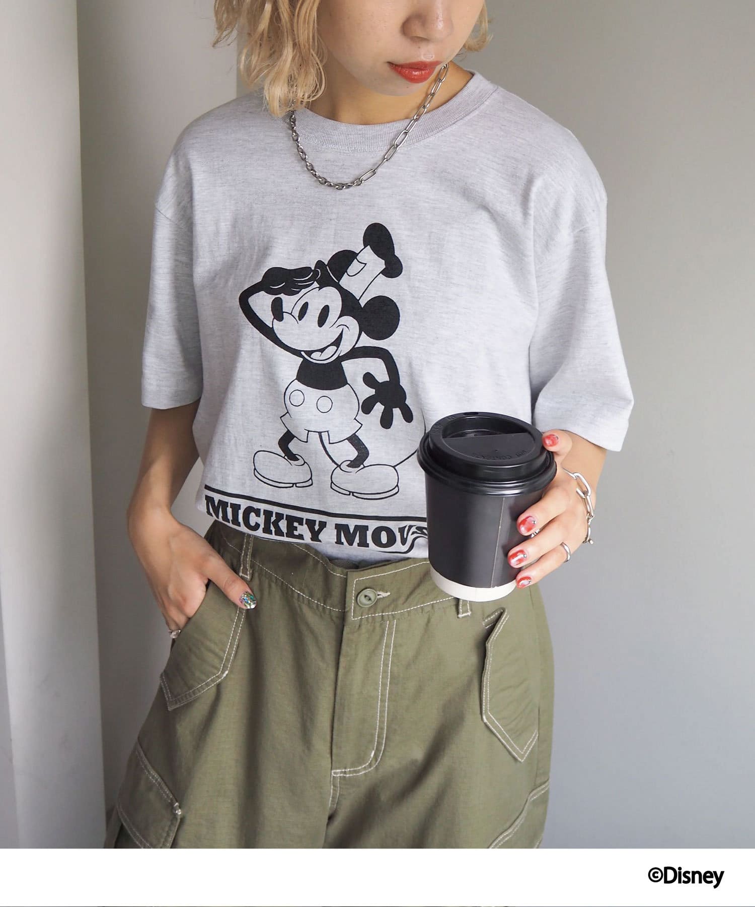 Mickey Mouse ミッキーマウス ボーダー プリントTシャツ  メンズ レディース XL