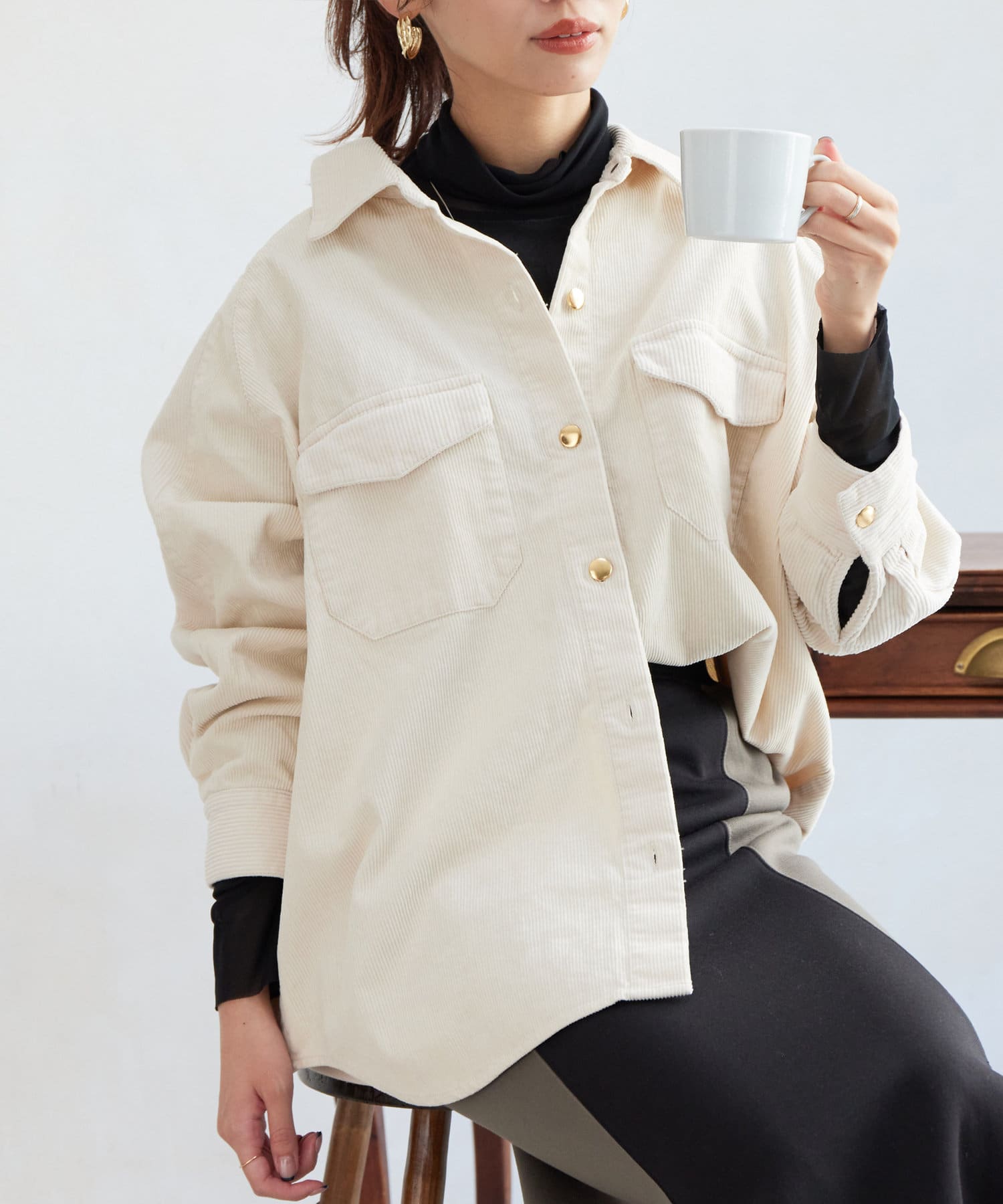 Chez toi(シェトワ) BIGシルエットジャケットシャツ