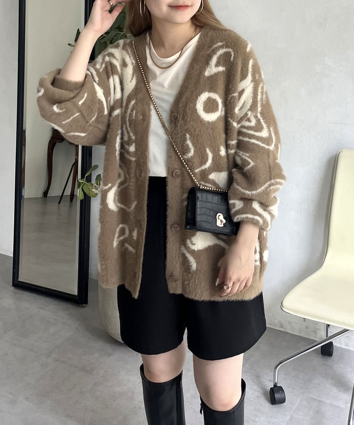 prose verse(プロズヴェール) マーブル柄シャギーカーディガン