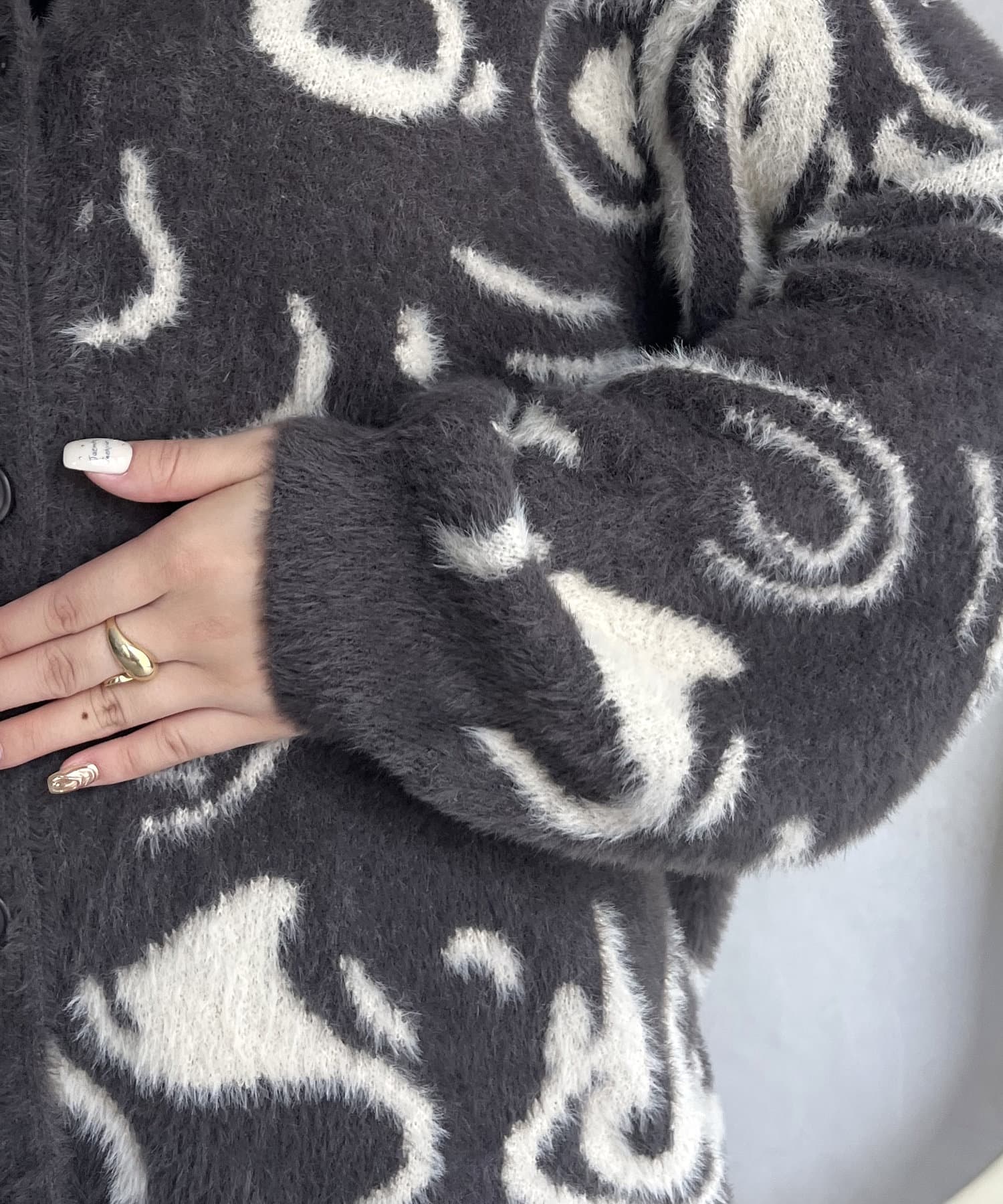 prose verse(プロズヴェール) マーブル柄シャギーカーディガン