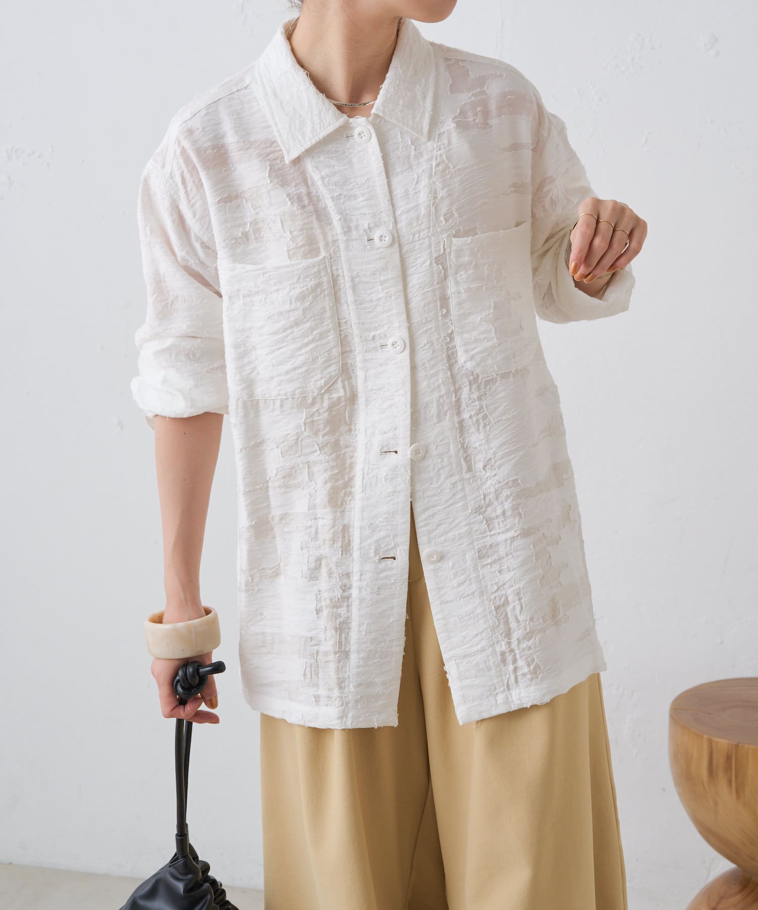 Omekashi(オメカシ) 【スタイリングのポイントに】ジャガードシャツジャケット