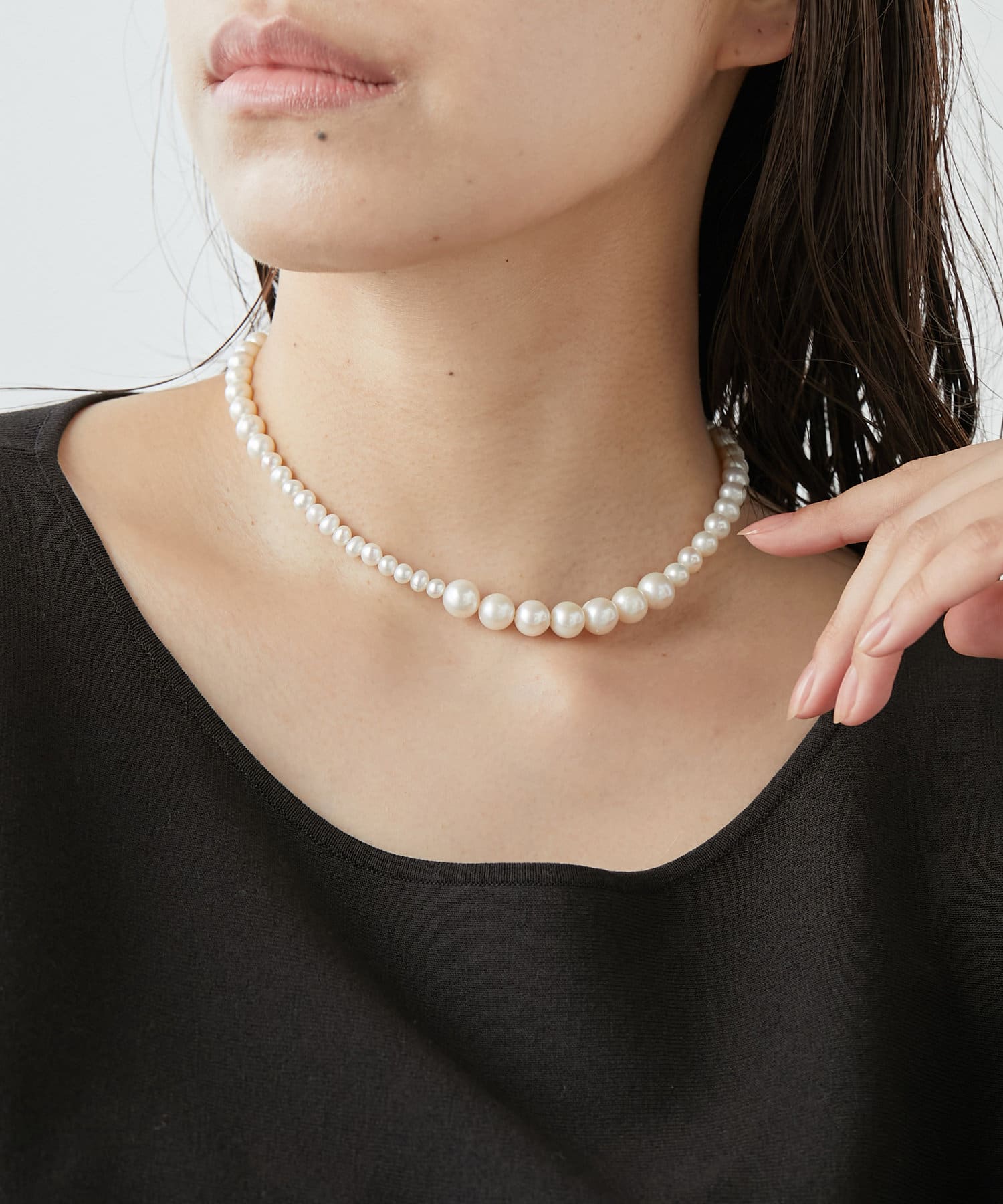 真珠ネックレス ダイヤモンド付きペンダント14mmk18真珠の首飾りp 