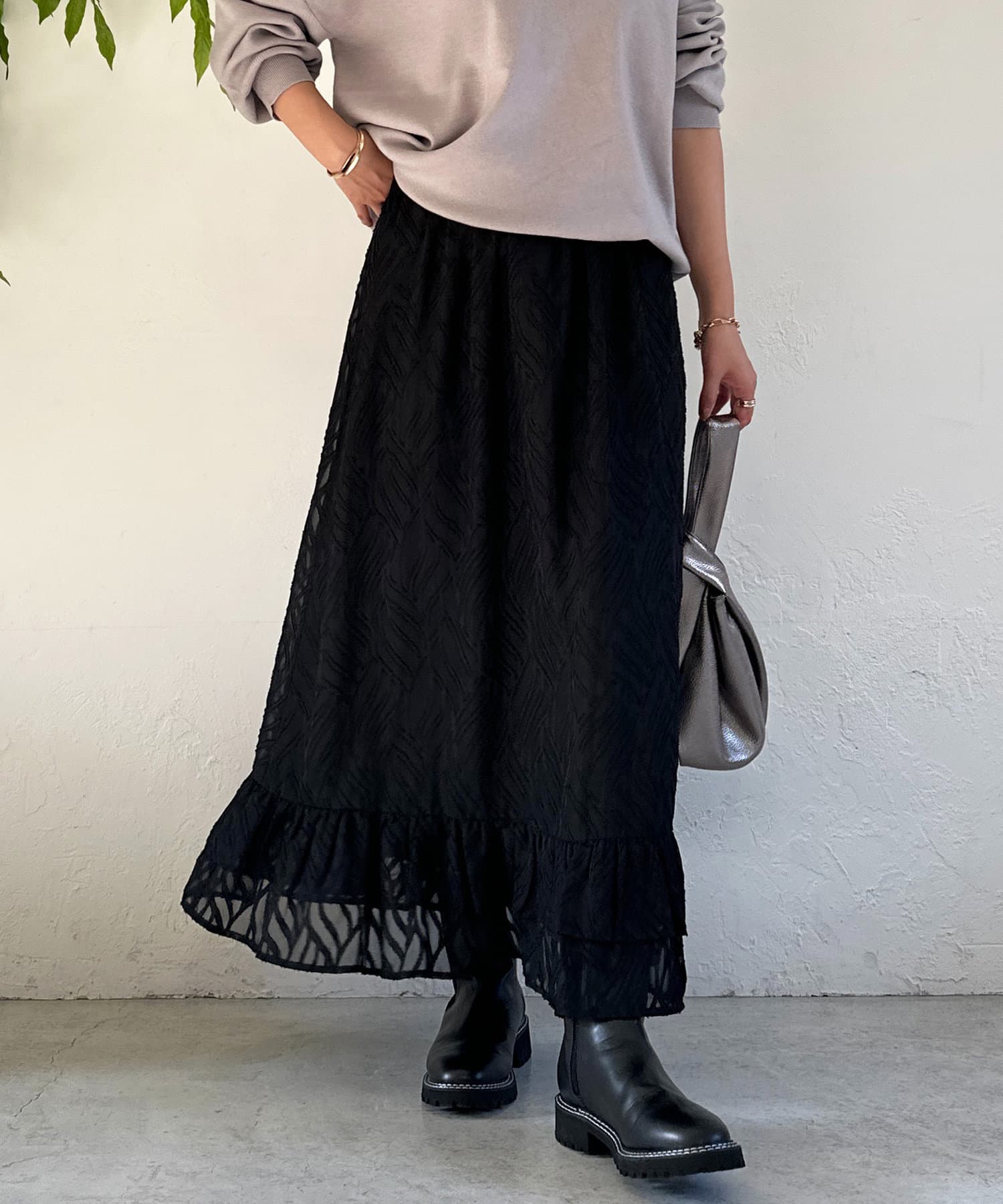 un dix cors(アンディコール) ジャガードフラワースカート