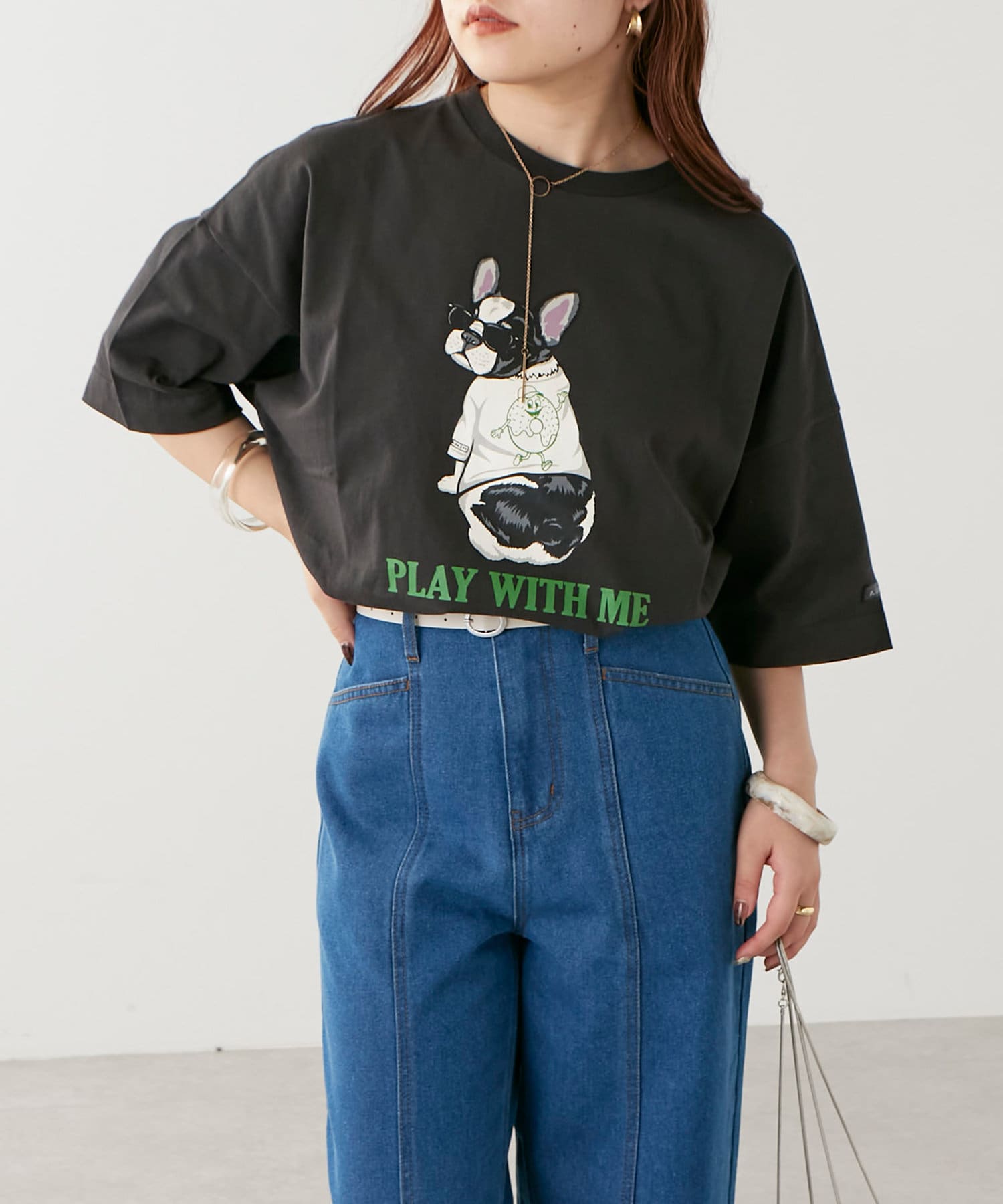 NICE CLAUP OUTLET(ナイスクラップ アウトレット) 【NUNIFE】ＤＯＧプリントTシャツ