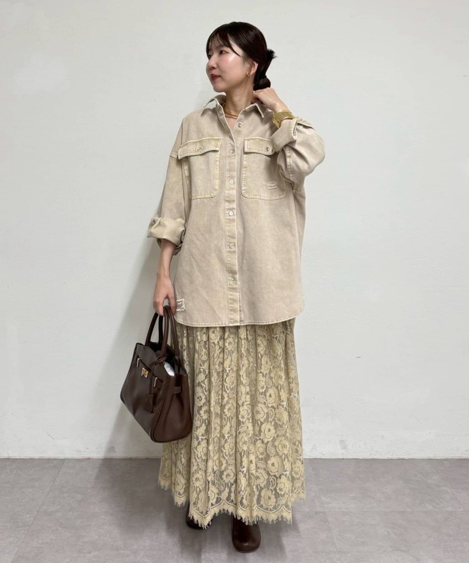 LOUNGEDRESS(ラウンジドレス) @ld_chikaコラボカラー【Ｓサイズ登場！】ダメージデニムシャツ