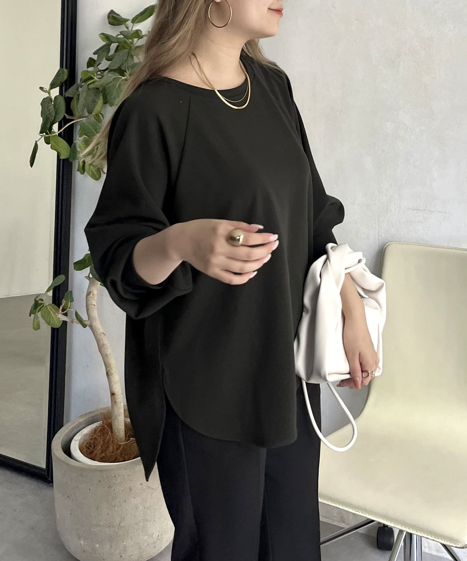 prose verse(プロズヴェール) バックタグカットジョーゼットラグランプルオーバー