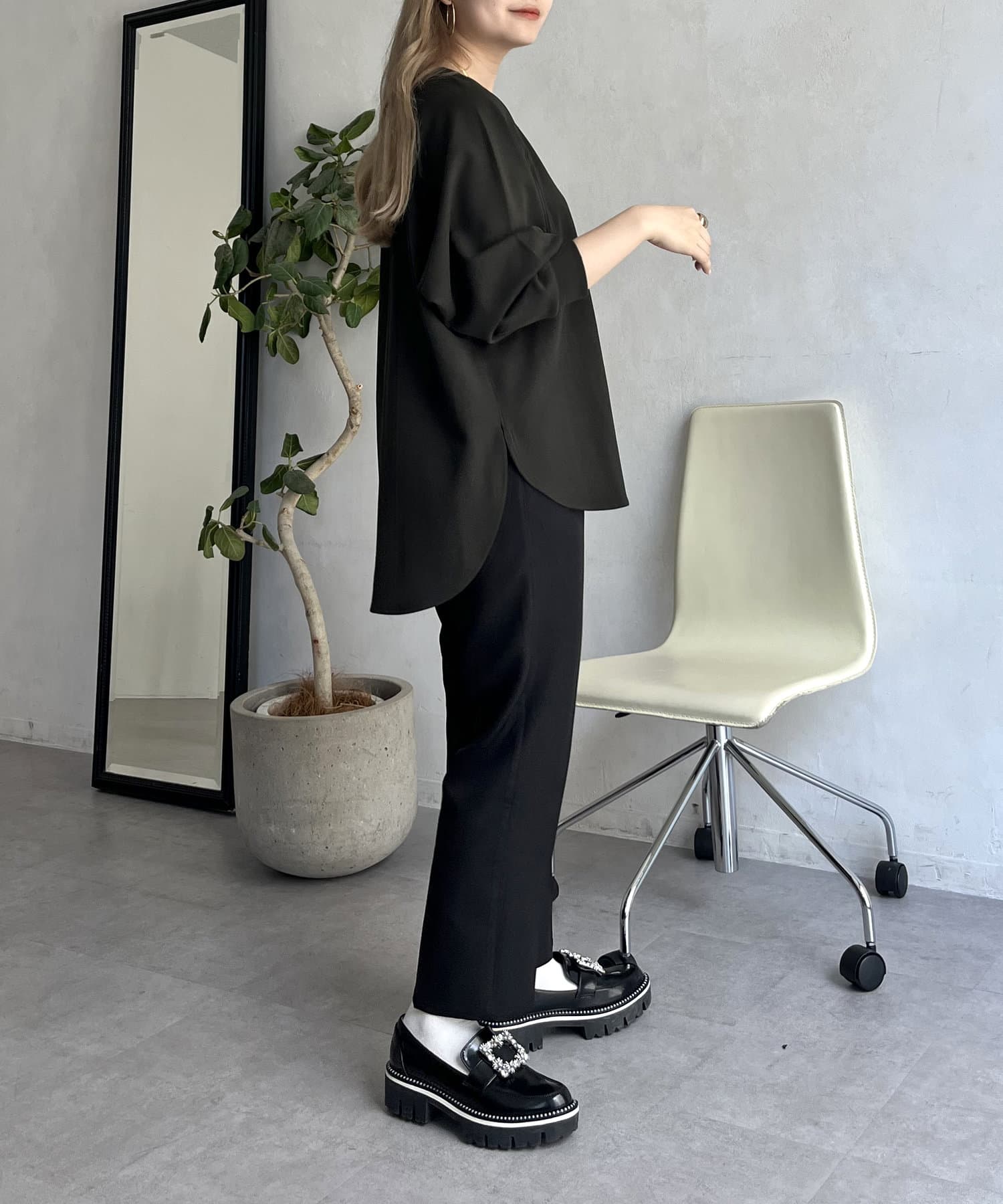 prose verse(プロズヴェール) バックタグカットジョーゼットラグランプルオーバー