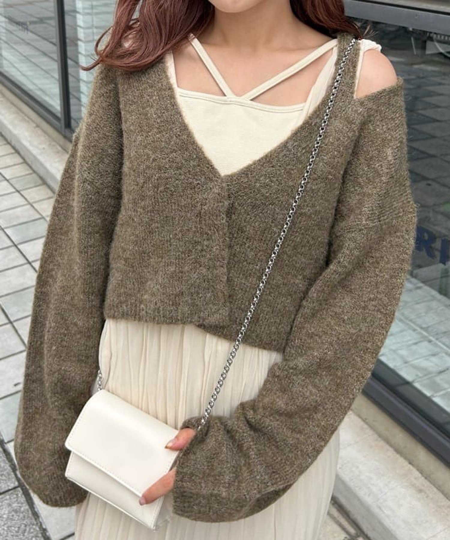 Kastane(カスタネ) 【新色追加/2サイズ展開】カップ付ストレッチコットン紐キャミ