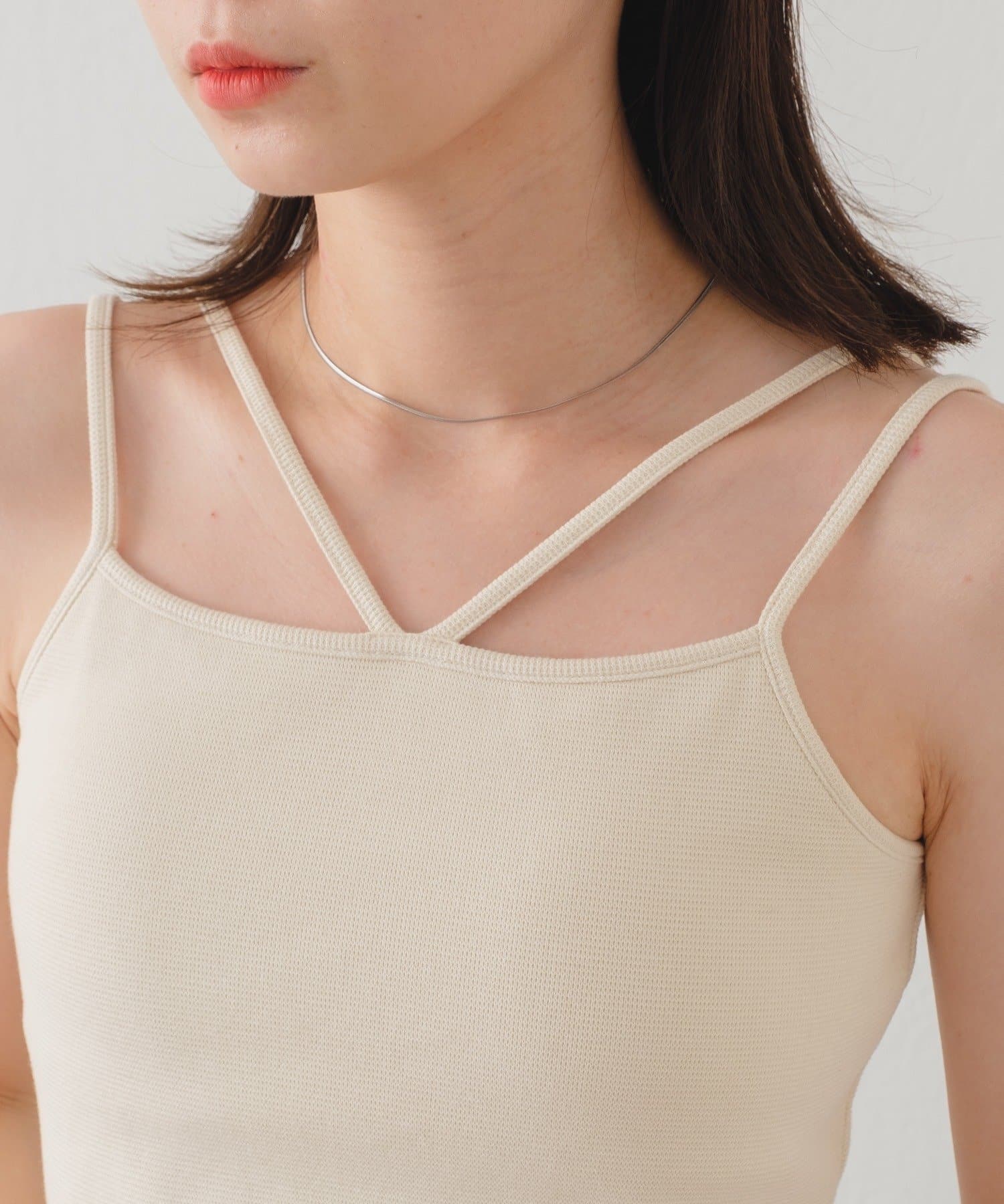 Kastane(カスタネ) 【新色追加/2サイズ展開】カップ付ストレッチコットン紐キャミ