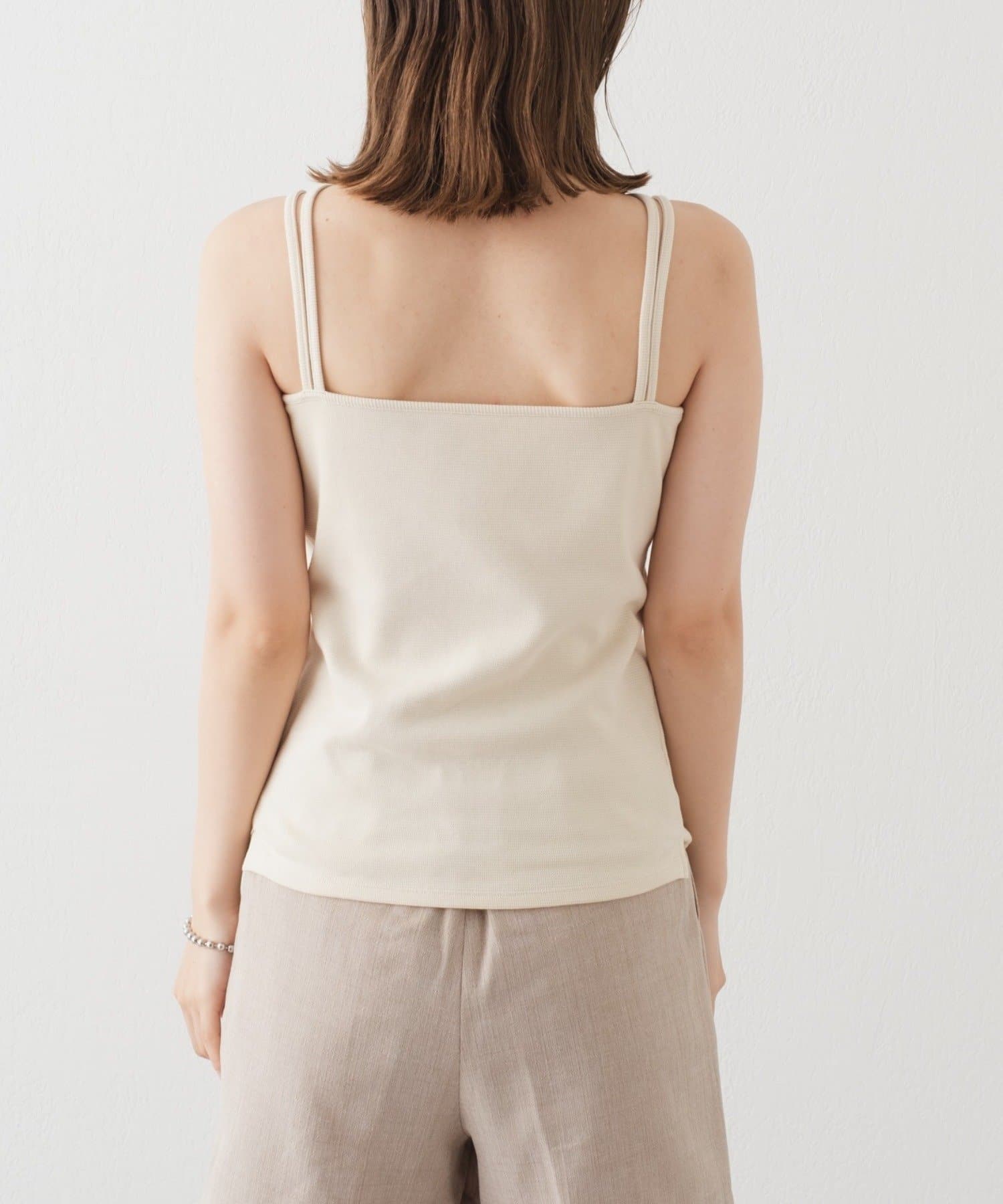 Kastane(カスタネ) 【新色追加/2サイズ展開】カップ付ストレッチコットン紐キャミ