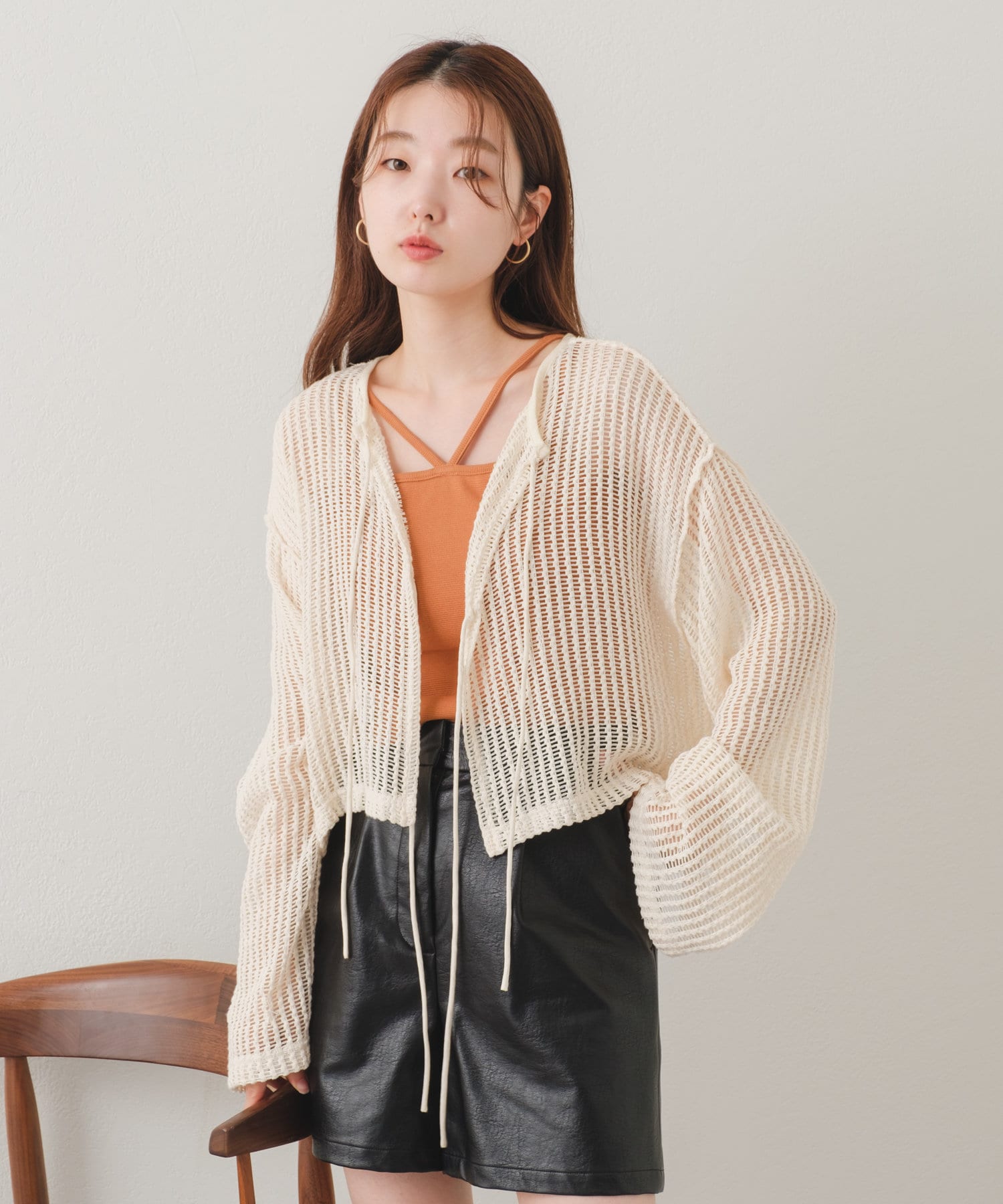 Kastane(カスタネ) 【新色追加/2サイズ展開】カップ付ストレッチコットン紐キャミ