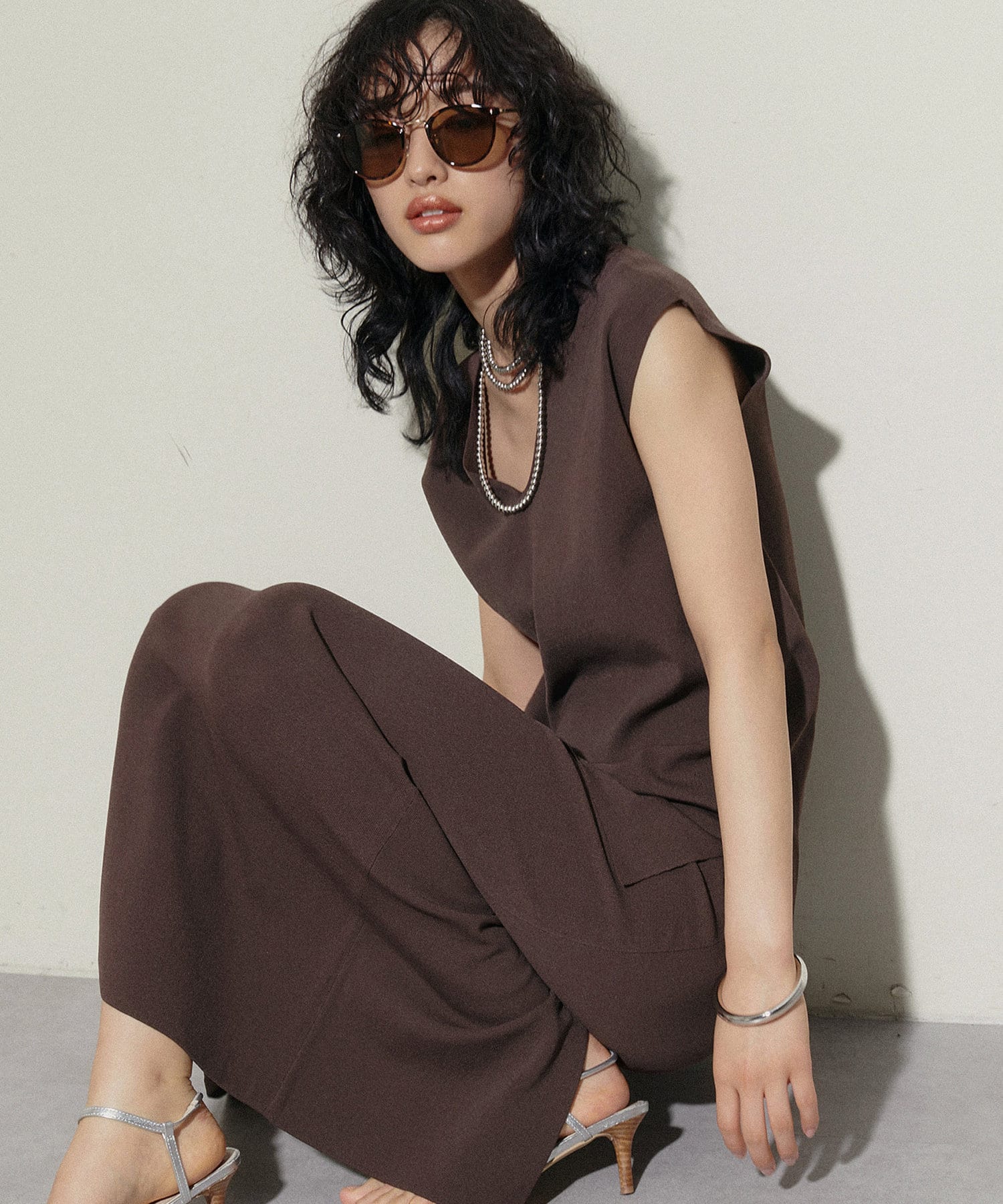 LARUTA(ラルータ) 14G 強撚シンプルIラインニットスカート