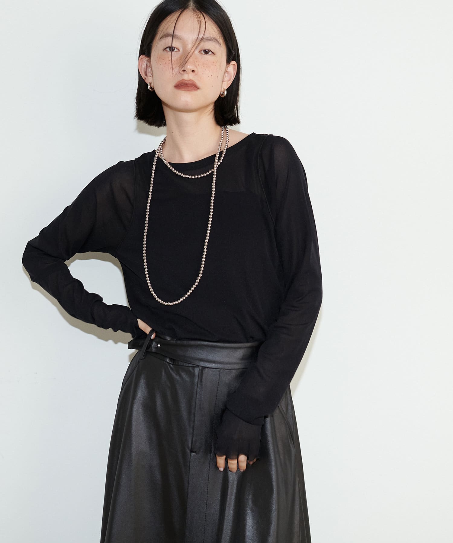 LARUTA(ラルータ) メッシュチュールクルーネックプルオーバー