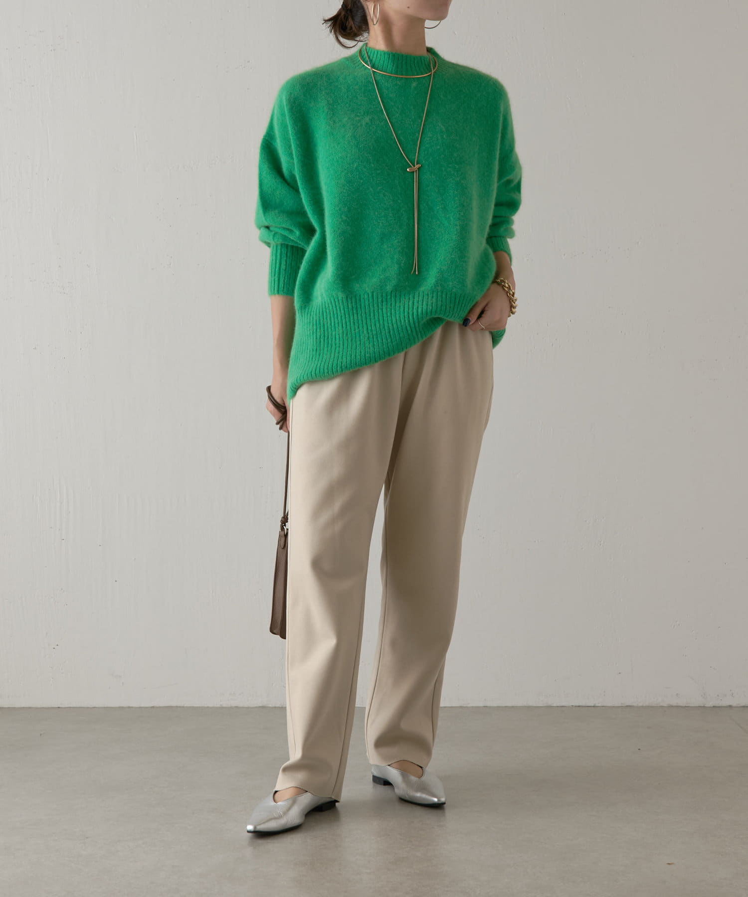 Green Wool テーパードパンツ-