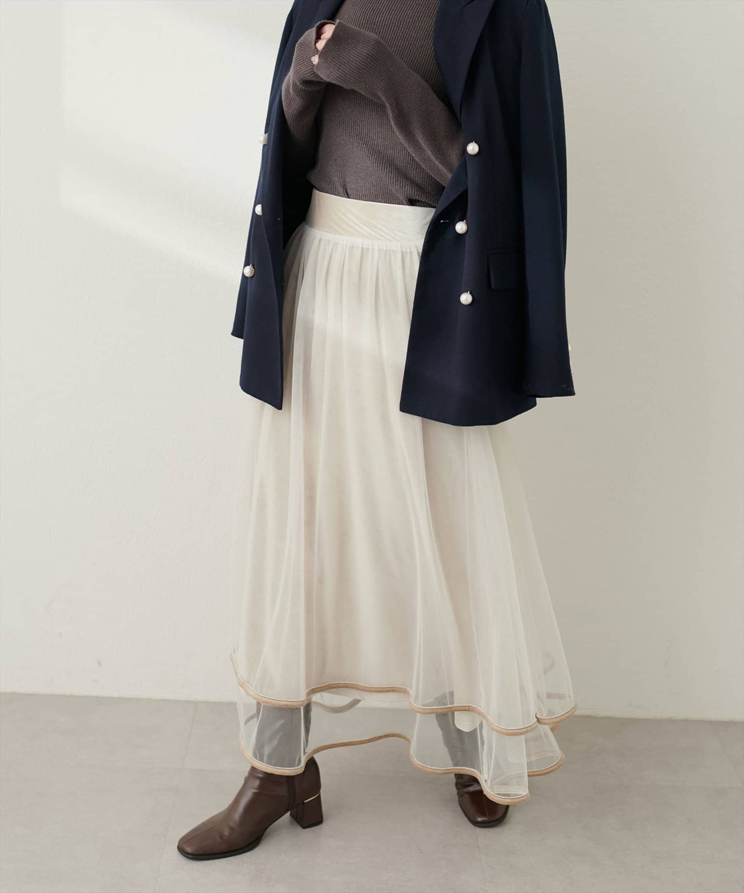 裾ベロアチュールティアードスカート | natural couture(ナチュラル 