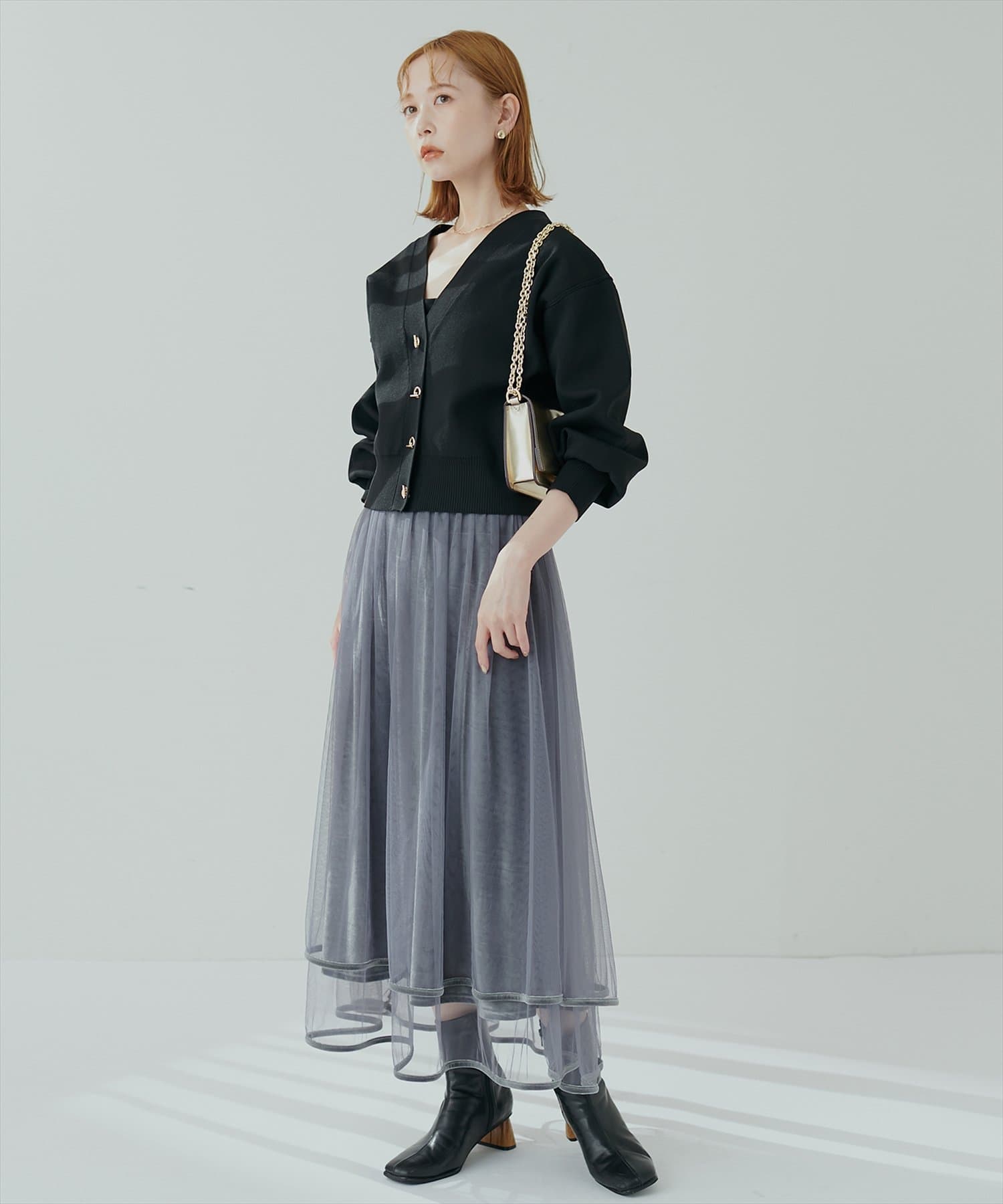 裾ベロアチュールティアードスカート | natural couture(ナチュラル