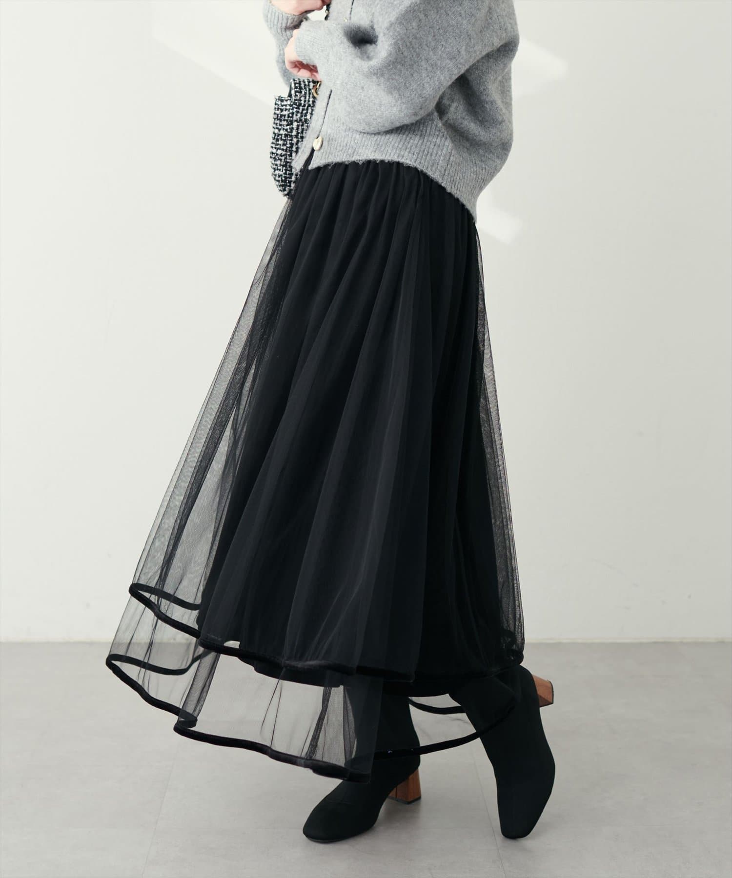 裾ベロアチュールティアードスカート | natural couture(ナチュラル