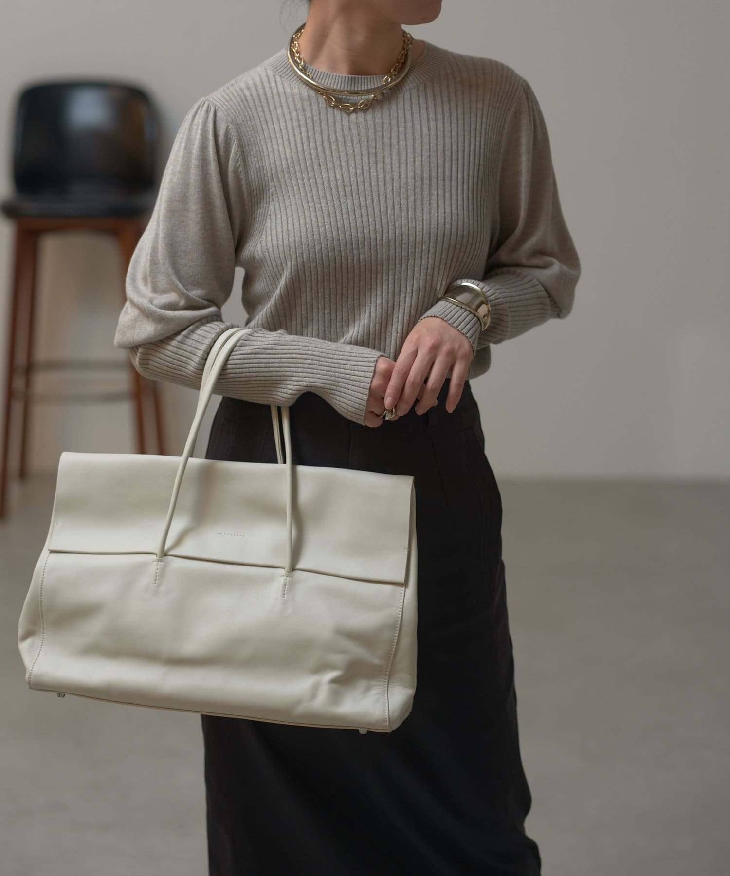 Jena　espace merveilleux(ジェナ　エスパスメルヴェイユ) 袖バルーンリブニット