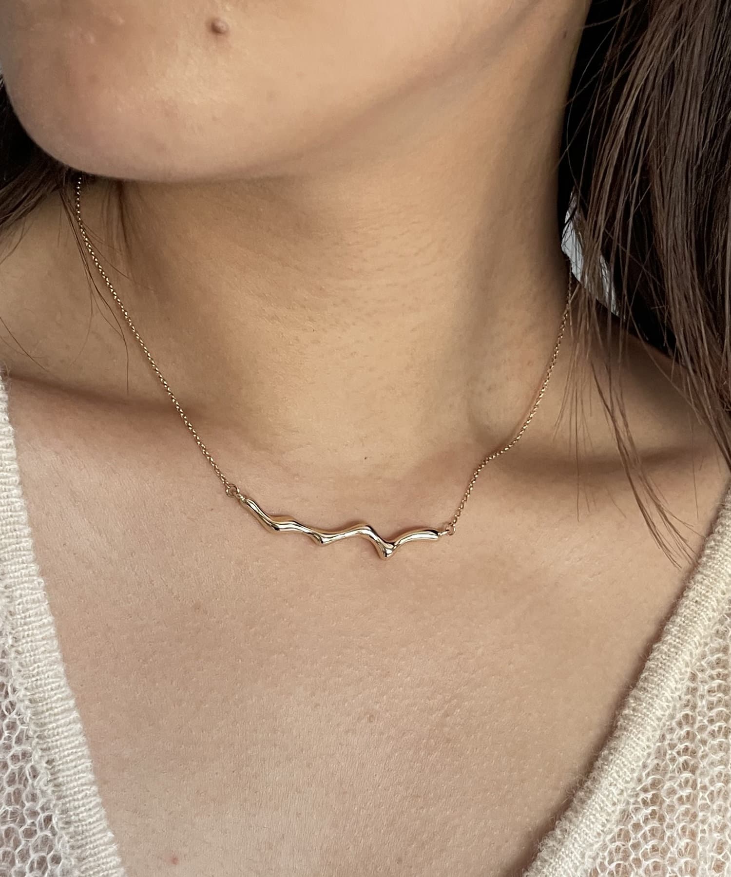 Radiant Linesシンプルゴールドバーマリハネックレス14Kコーティング ete - Radiant Lines シンプルゴールドバーネックレス mariha金
