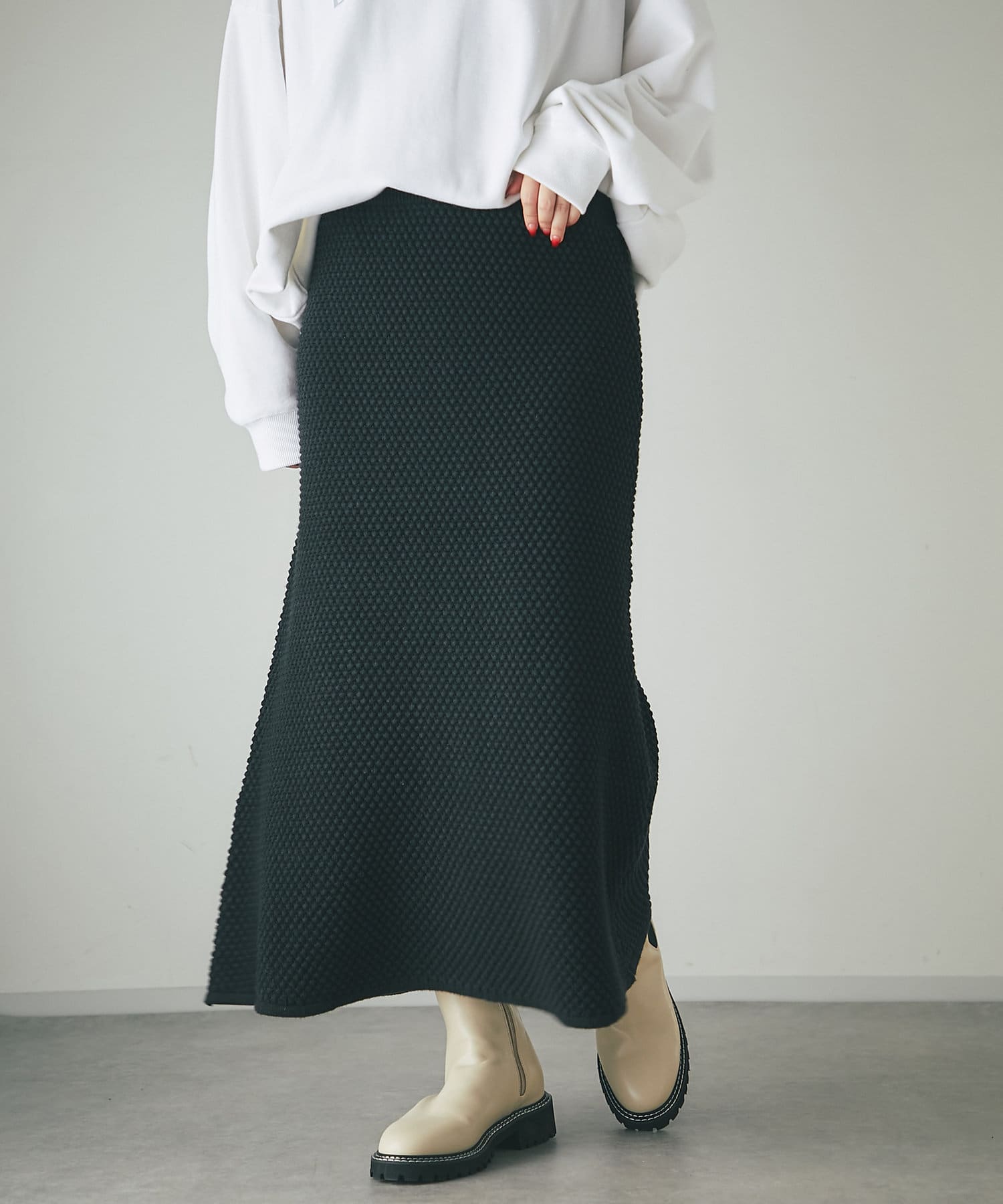 un dix cors(アンディコール) 【WEB限定】モダールヤーンロングスカート