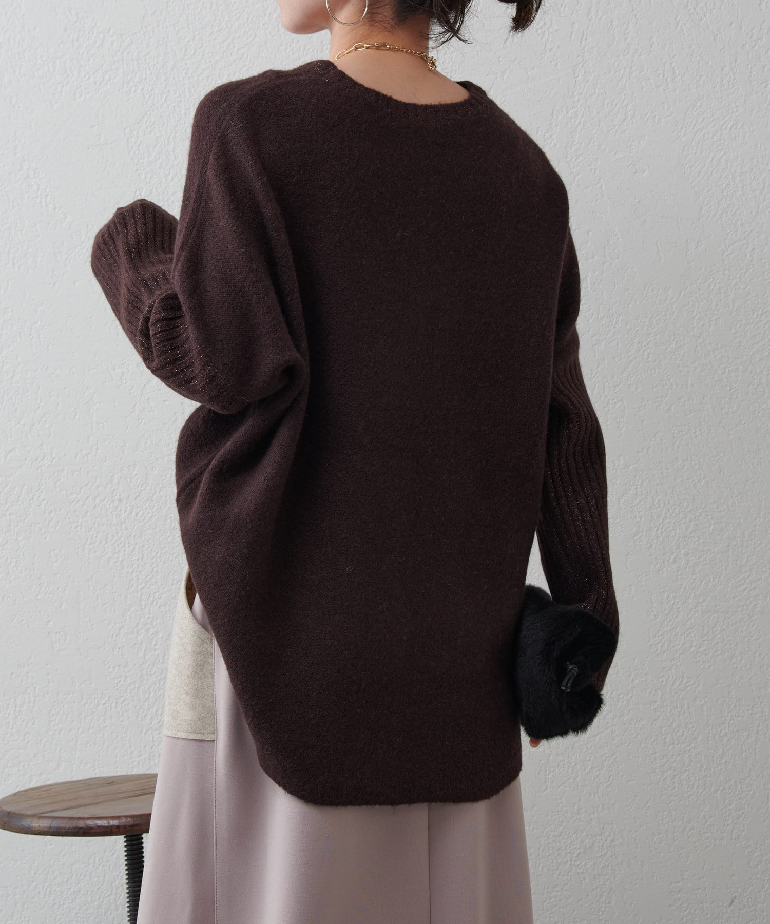 Jena　espace merveilleux(ジェナ　エスパスメルヴェイユ) 袖リブラメドルマンニット
