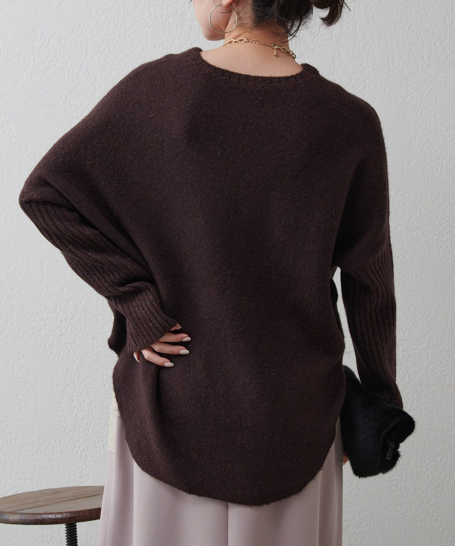 Jena　espace merveilleux(ジェナ　エスパスメルヴェイユ) 袖リブラメドルマンニット