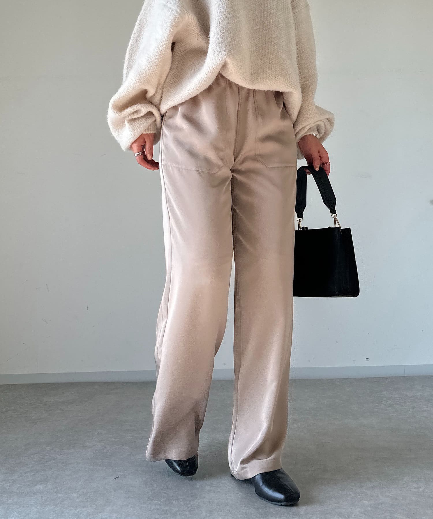 un dix cors(アンディコール) サテンツイルイージーパンツ