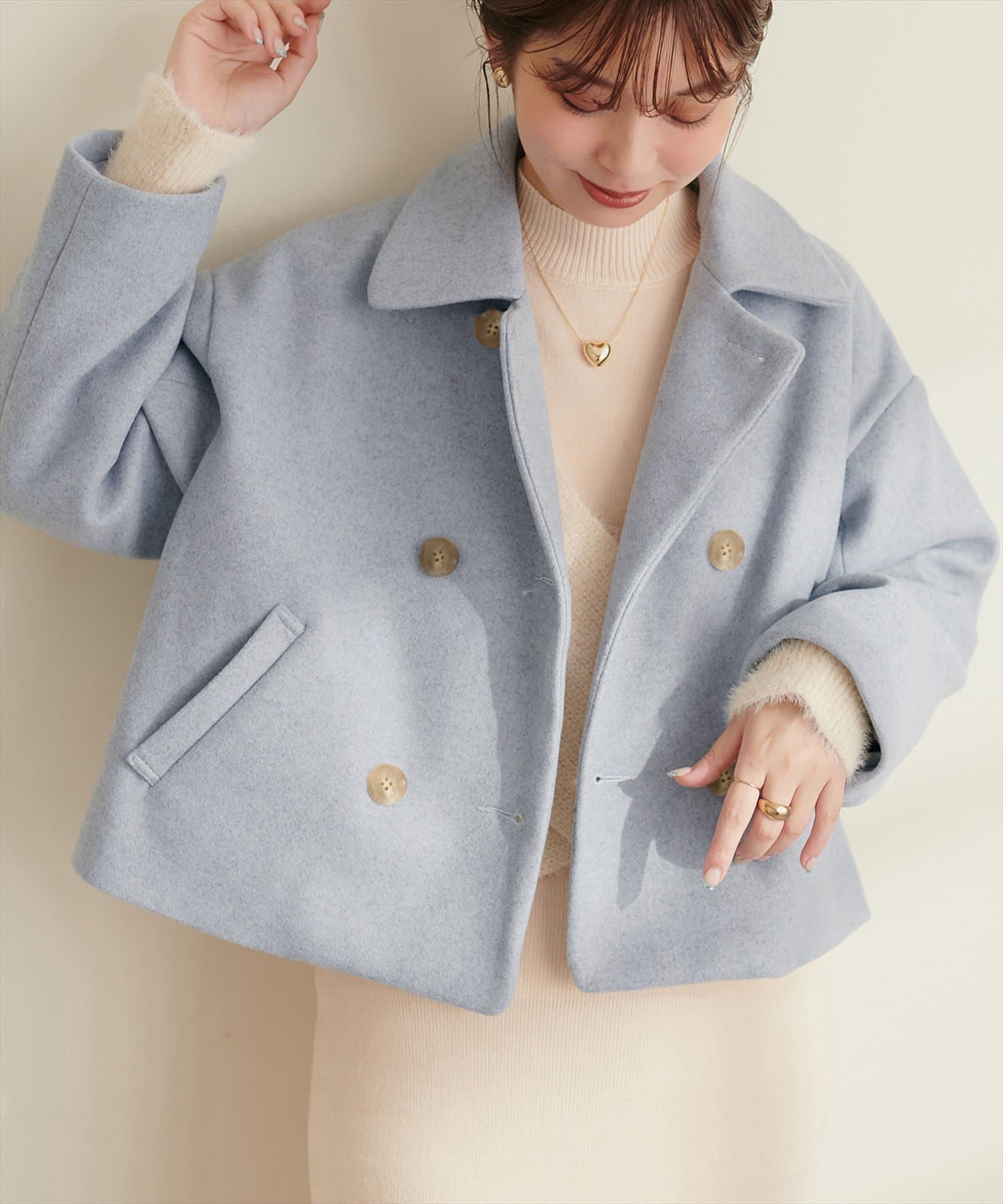 衿付きショート丈コート | natural couture(ナチュラルクチュール 