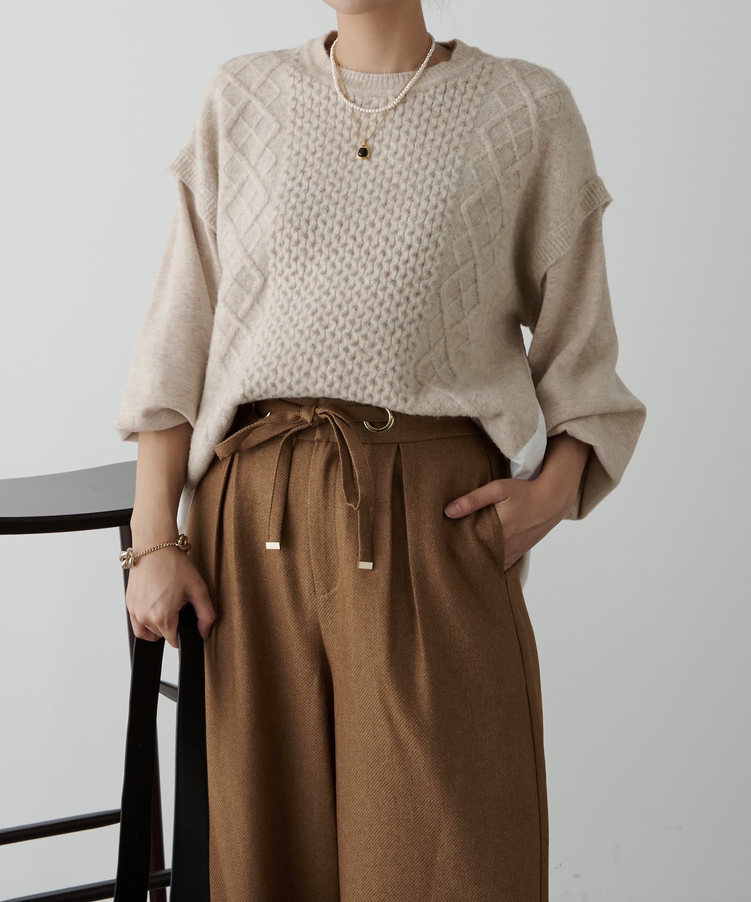 Jena　espace merveilleux(ジェナ　エスパスメルヴェイユ) レイヤード風プリーツニット