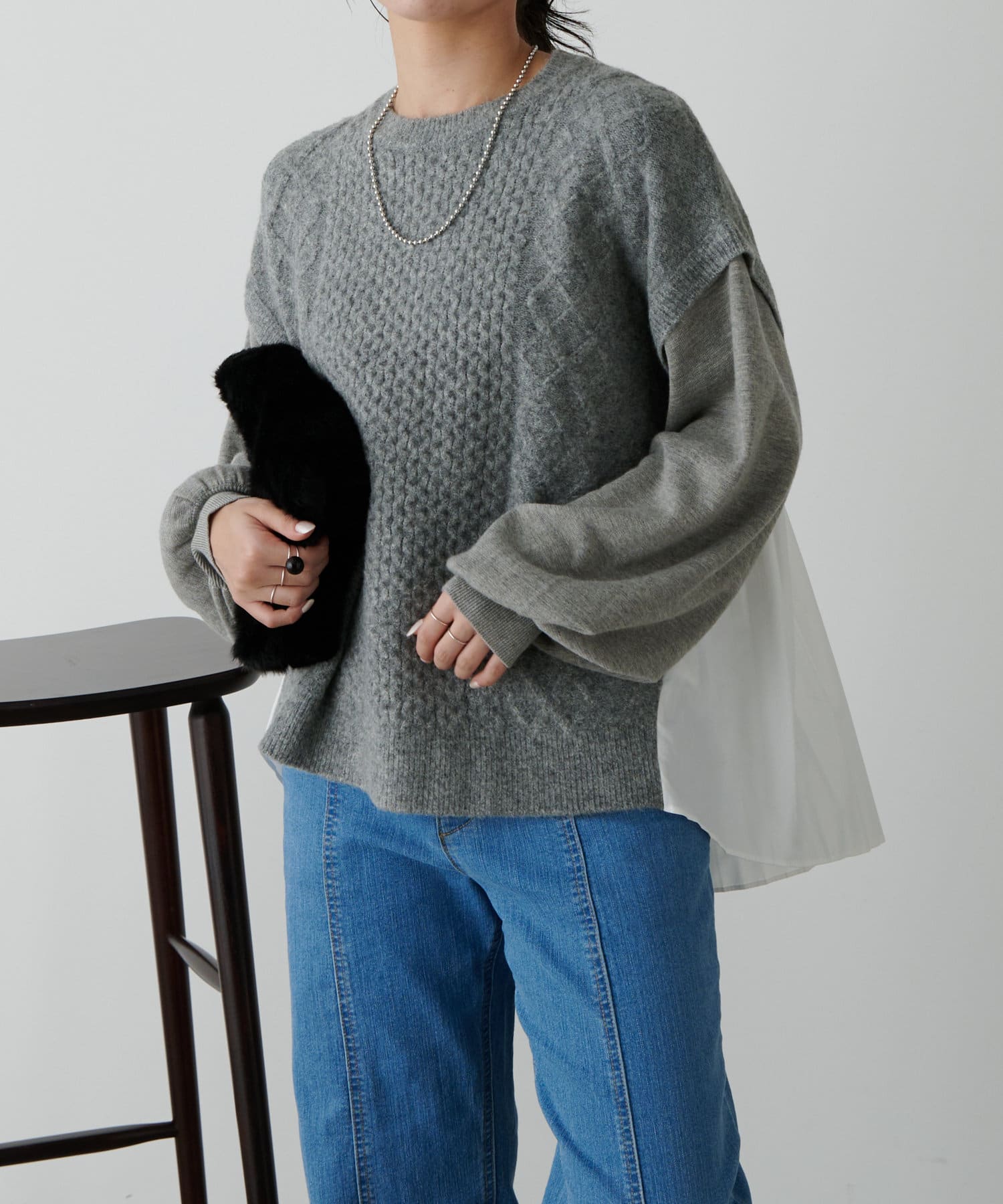 Jena　espace merveilleux(ジェナ　エスパスメルヴェイユ) レイヤード風プリーツニット