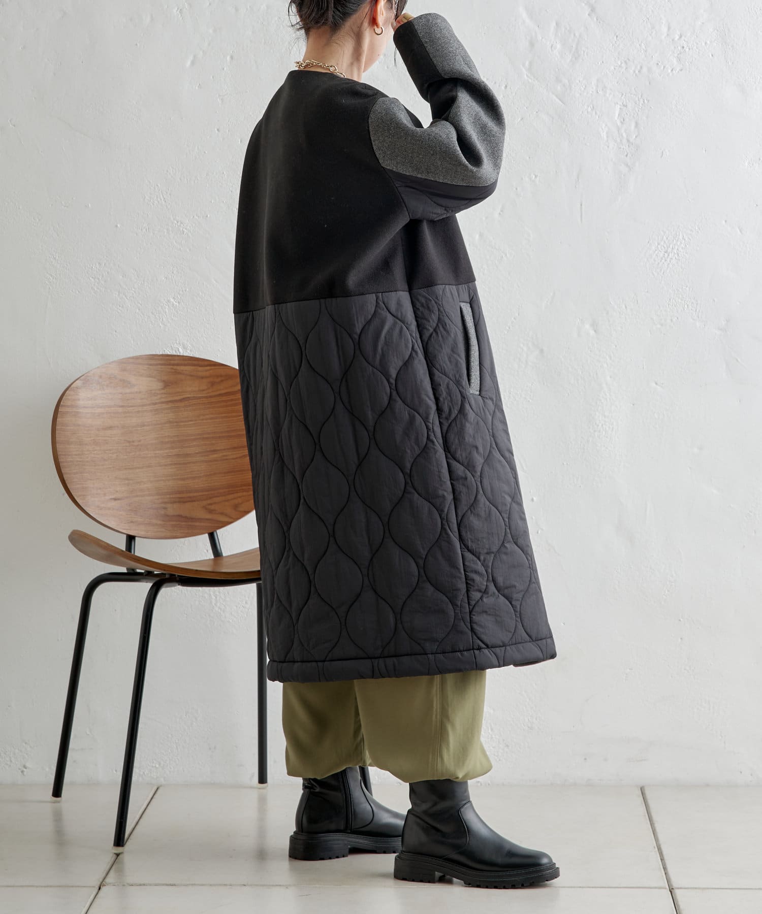 Jena　espace merveilleux(ジェナ　エスパスメルヴェイユ) 異素材バイカラーコート