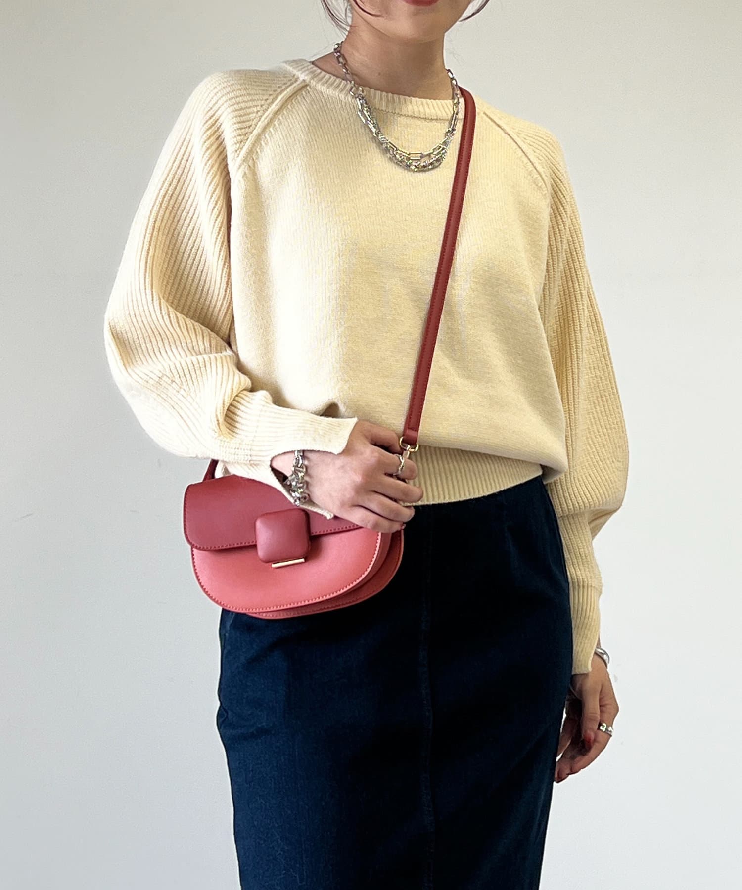 un dix cors(アンディコール) 袖畦クルーネックニット