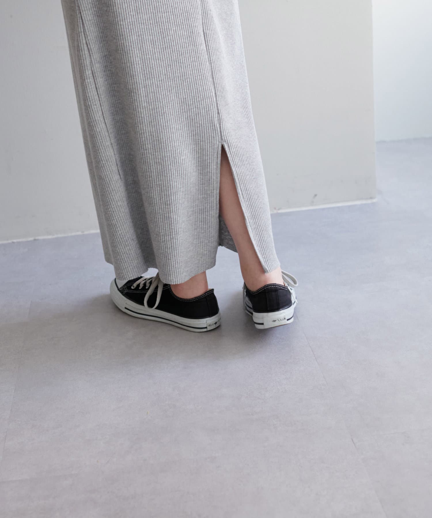 DISCOAT(ディスコート) 【年中頼れる/3～5サイズ展開/リピーター多数◎】リブカットナロースカート《WEB限定》