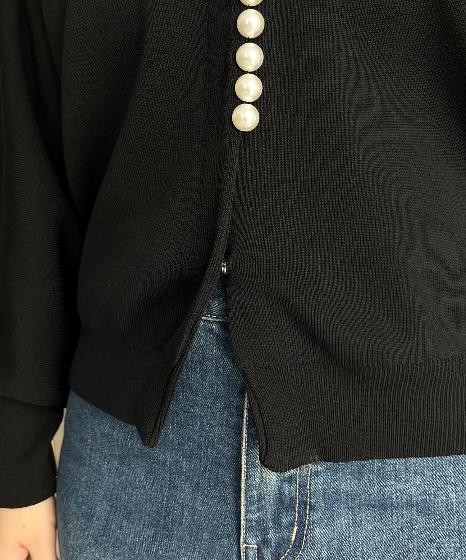 prose verse(プロズヴェール) フロントパール袖ボリュームカーディガン