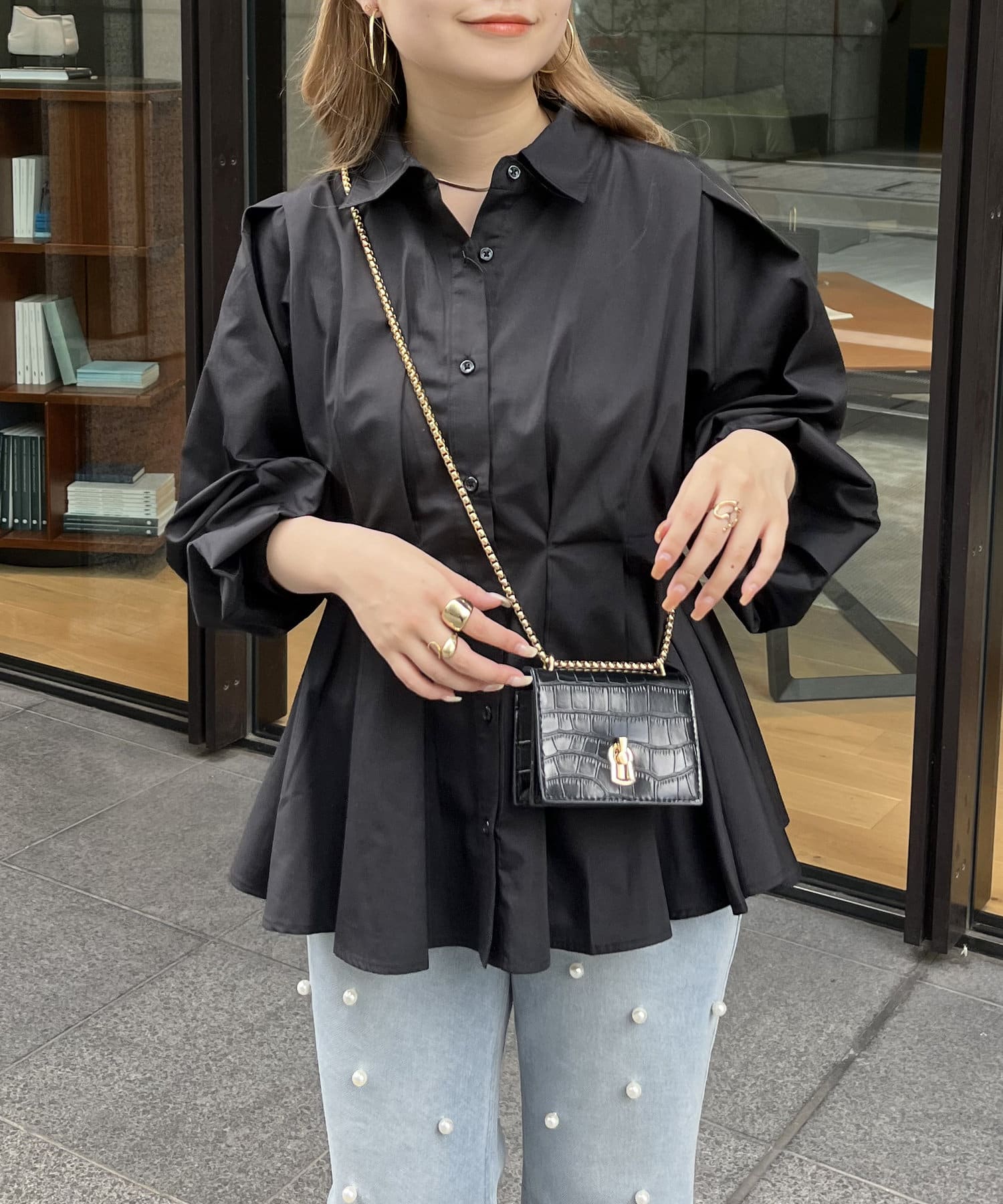 prose verse(プロズヴェール) ウエストタックペプラムブラウス