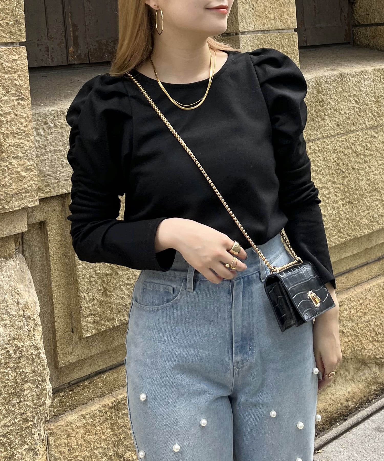 prose verse(プロズヴェール) シャーリングボリュームスリーブカットソー