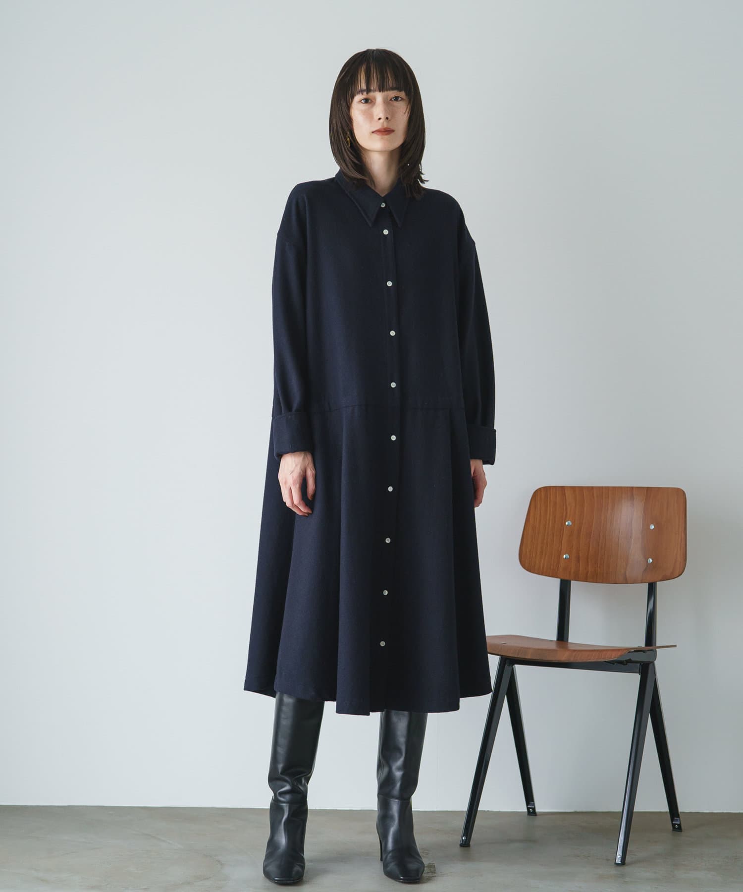 GALLARDAGALANTE NAVY シャツワンピース F グレー系