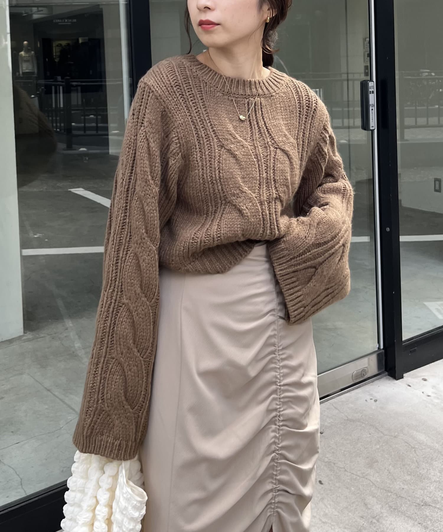 CAPRICIEUX LE'MAGE】ワイドスリーブケーブルプルオーバー