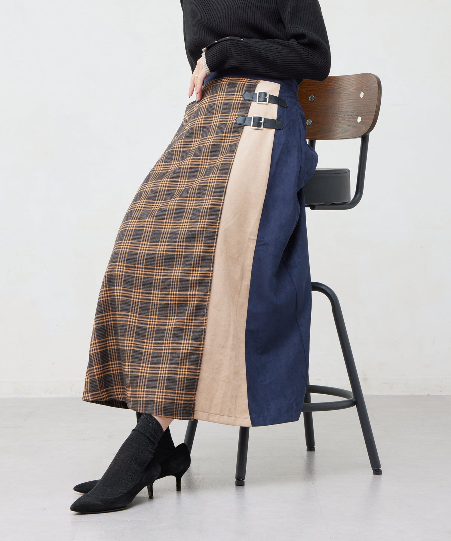 Chez toi(シェトワ) サイドベルトキルトスカート