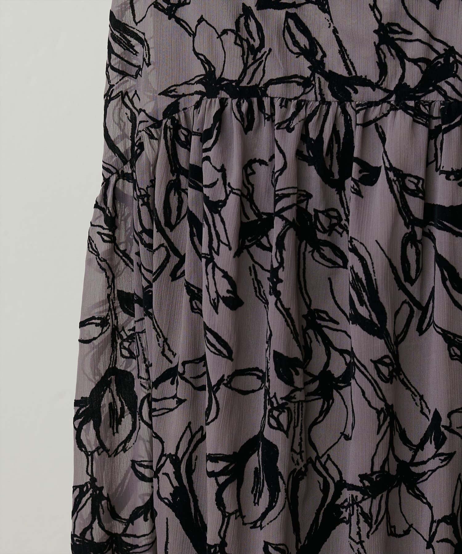 natural couture(ナチュラルクチュール) フラワーフロッキー切替スカート