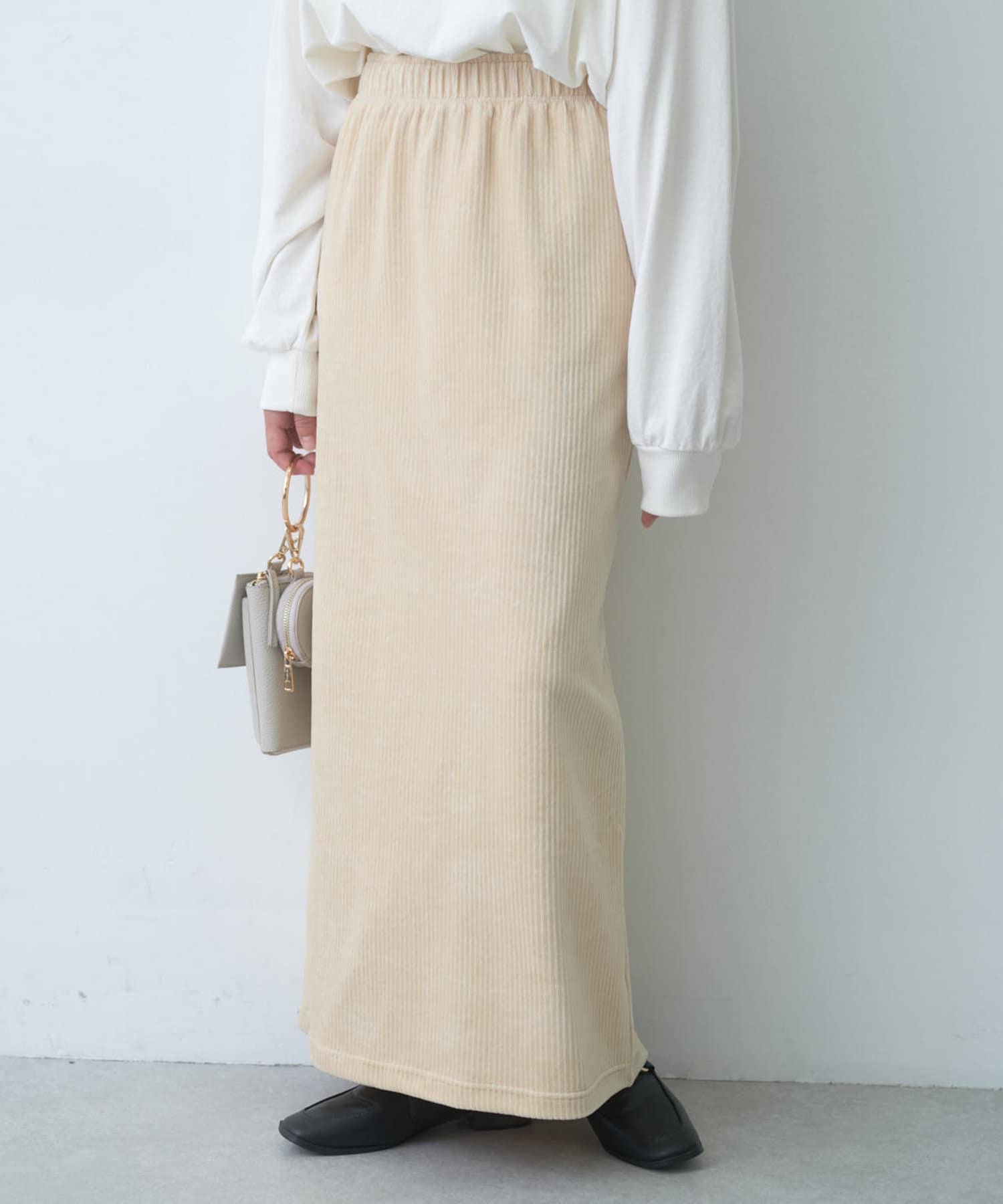 PUAL CE CIN(ピュアルセシン) 【WEB限定カラーあり】ストレッチコールスカート